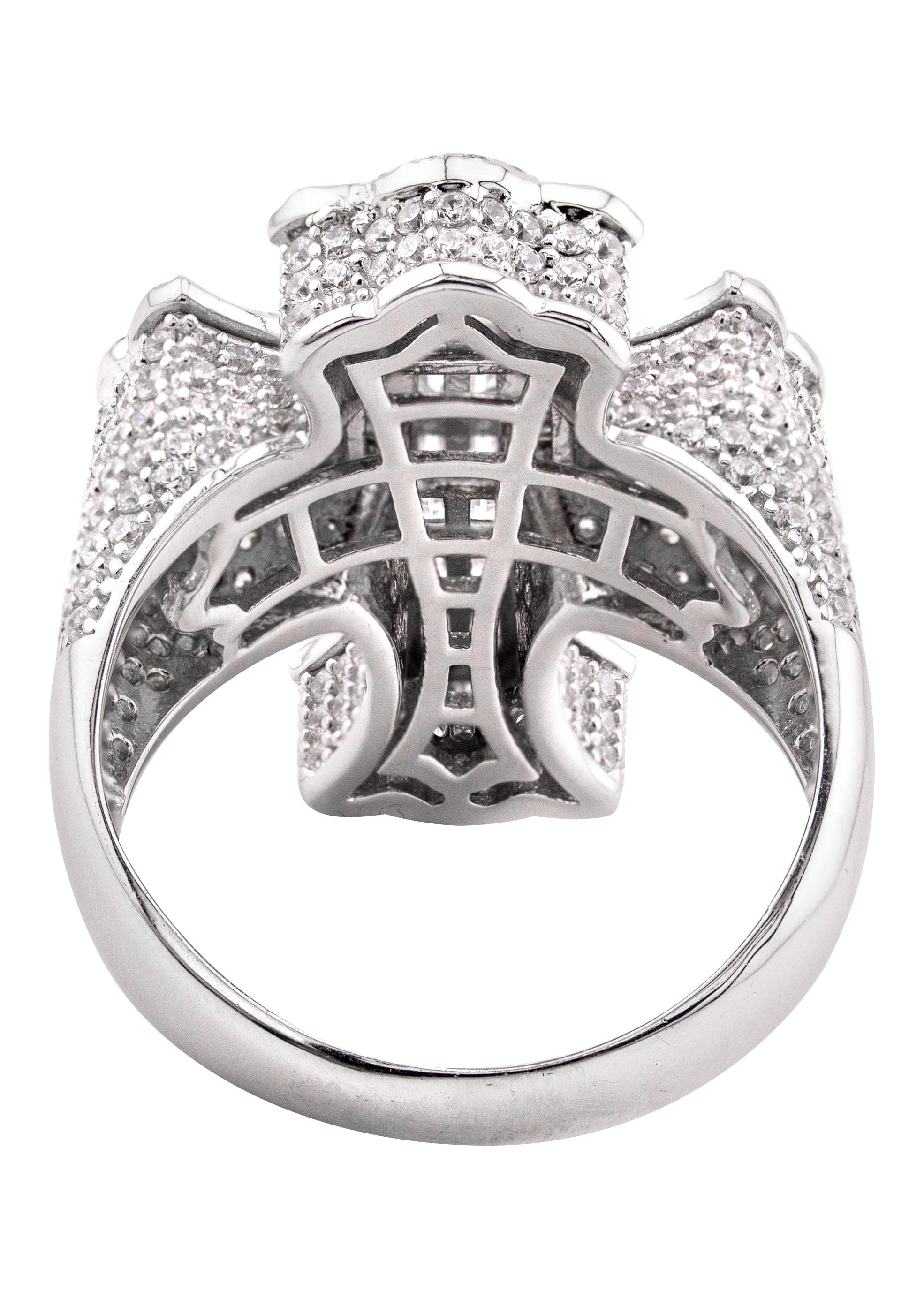 Manufacturer 43 Mens Silver Baguette Cross Ring | Appx 10.8 Grams