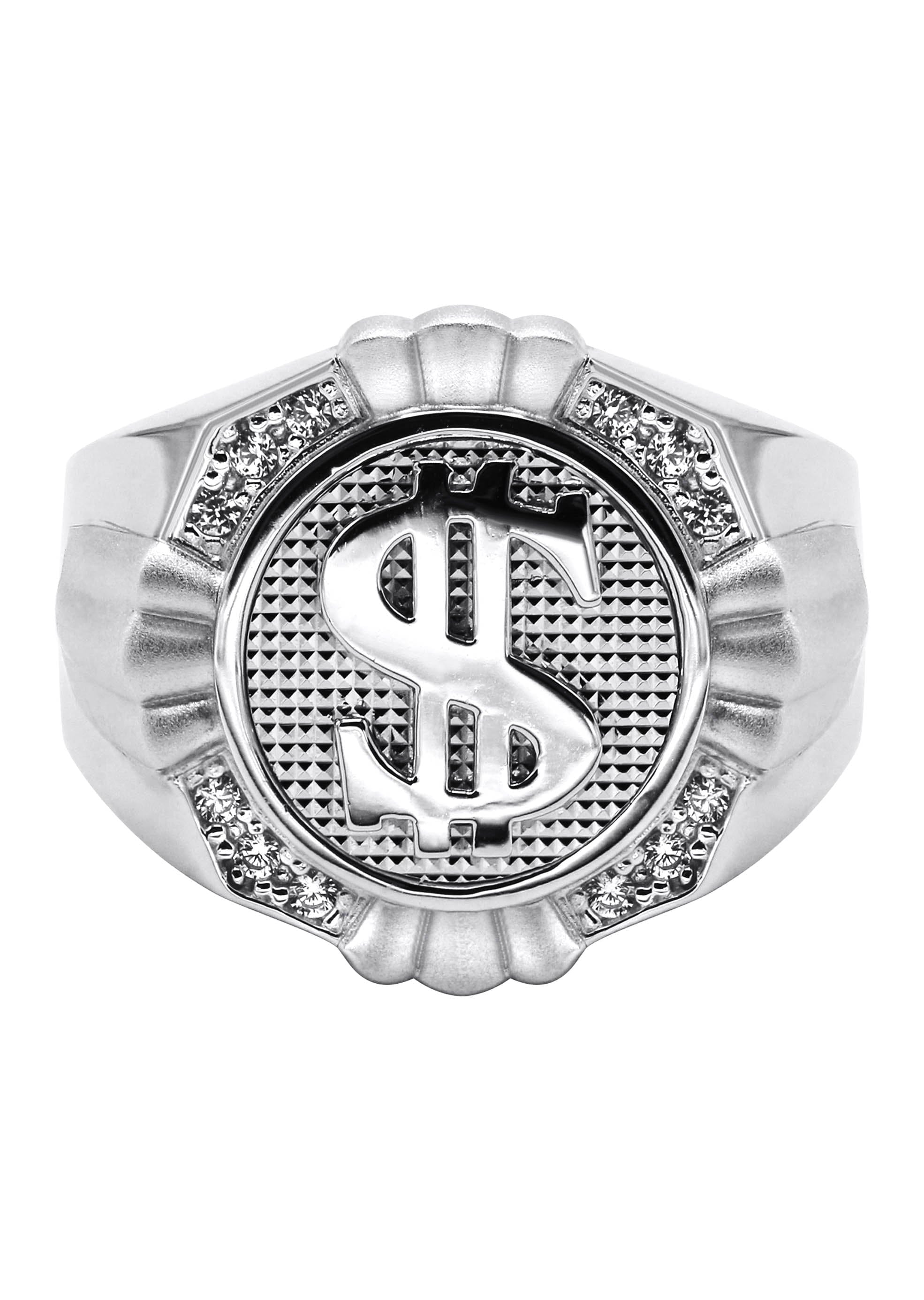 Manufacturer 43 Mens Silver Dollar Sign Signet Ring | Appx 9.3 Grams