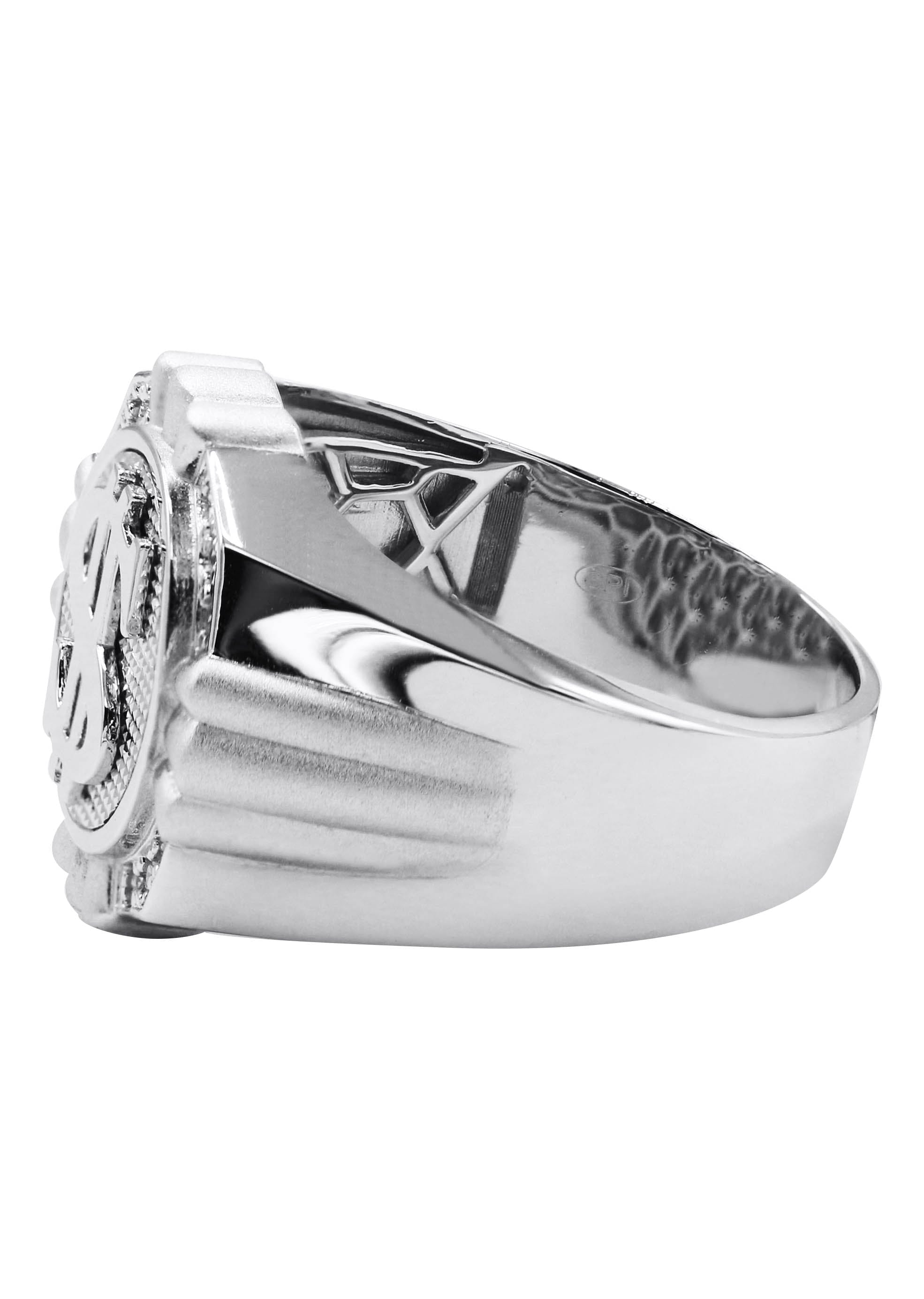 Manufacturer 43 Mens Silver Dollar Sign Signet Ring | Appx 9.3 Grams