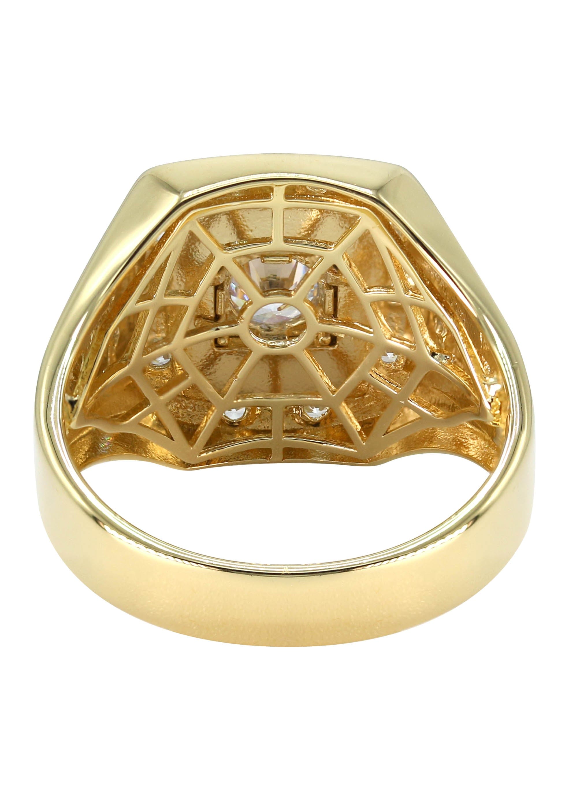 Manufacturer 43 Mens Silver CZ Gold Signet Ring | Appx 8.4 Grams