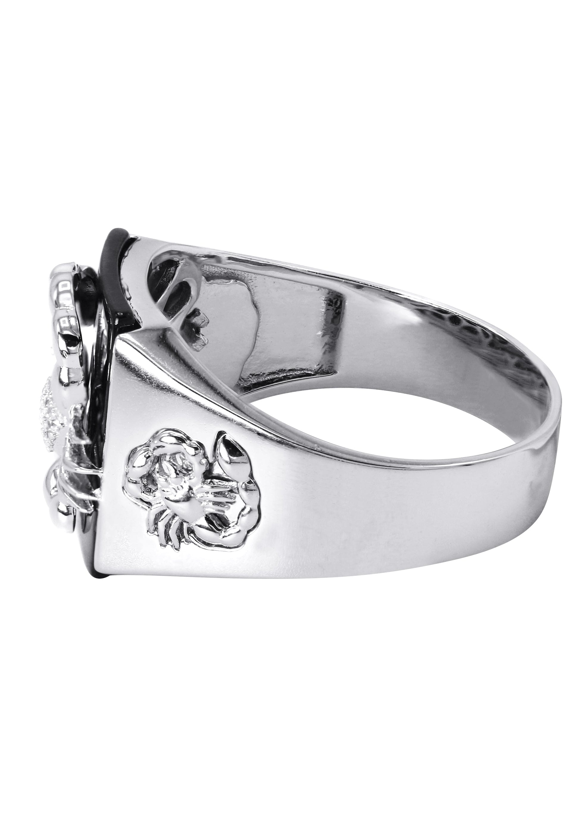 Manufacturer 43 Mens Silver Onyx Scorpion Ring | Appx 8.2 Grams