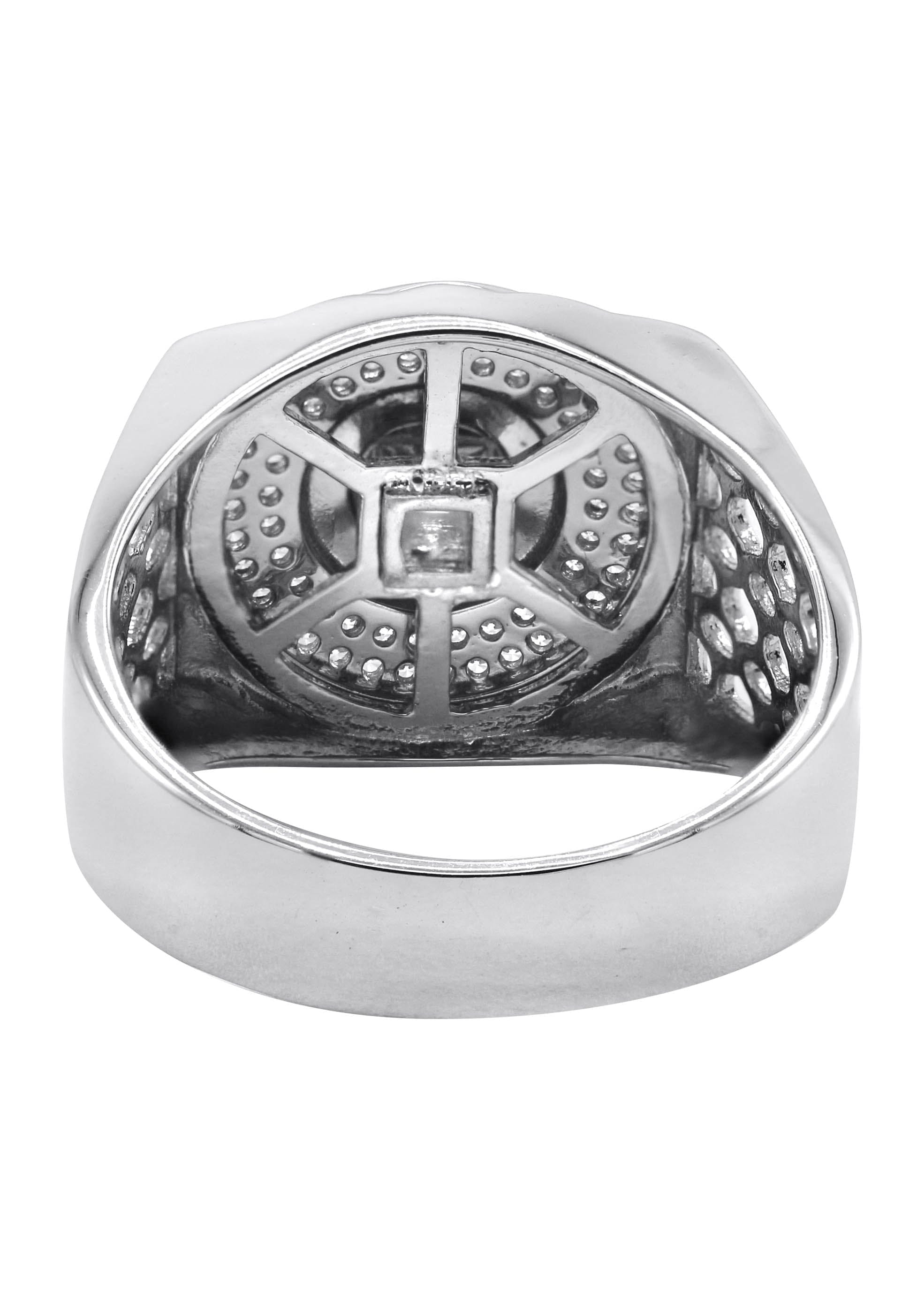 Manufacturer 43 Mens Silver Round CZ Gold Ring | Appx 8.2 Grams