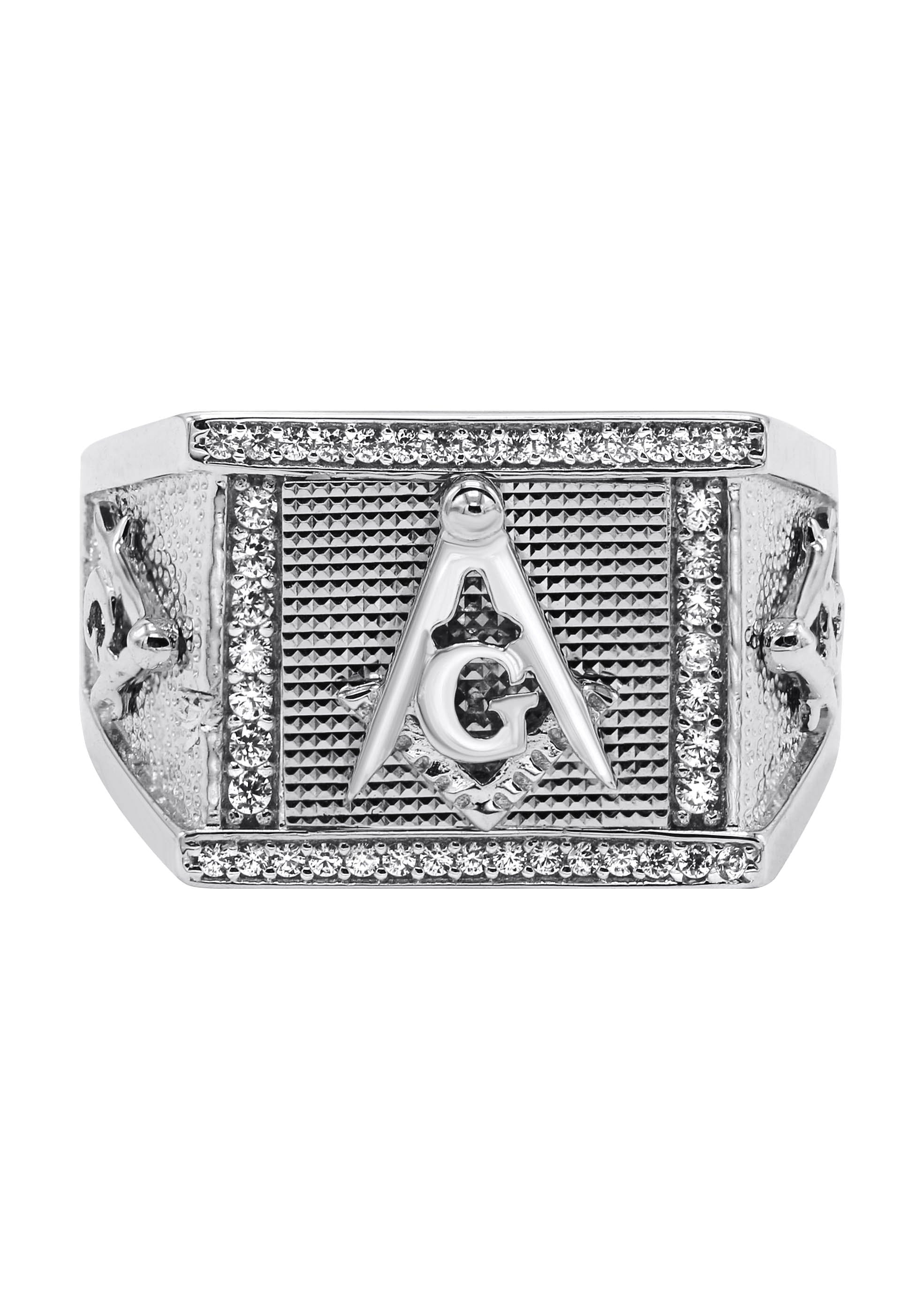 Manufacturer 43 Mens Silver Mason Signet Ring | Appx 7.8 Grams