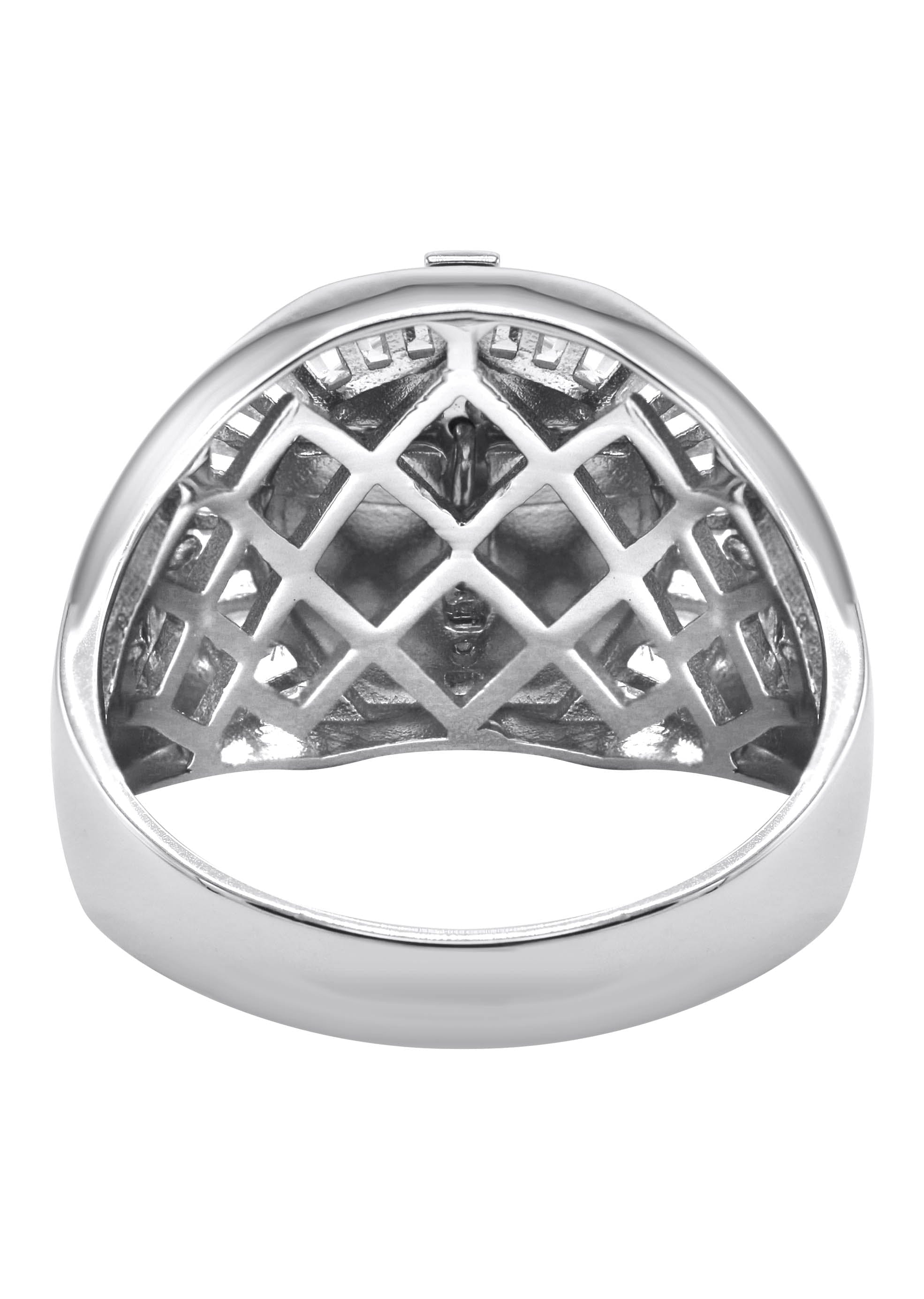 Manufacturer 43 Mens Silver CZ Jesus Ring | Appx 7.6 Grams