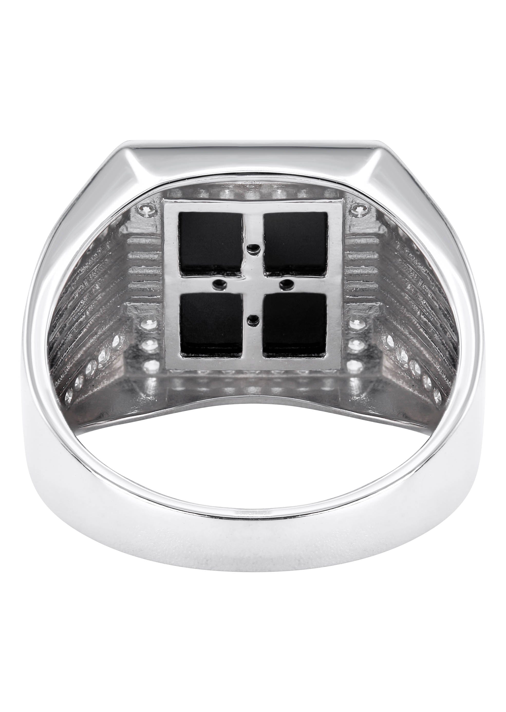 Manufacturer 43 Mens Silver CZ Onyx Pinky Ring | Appx 7.5 Grams