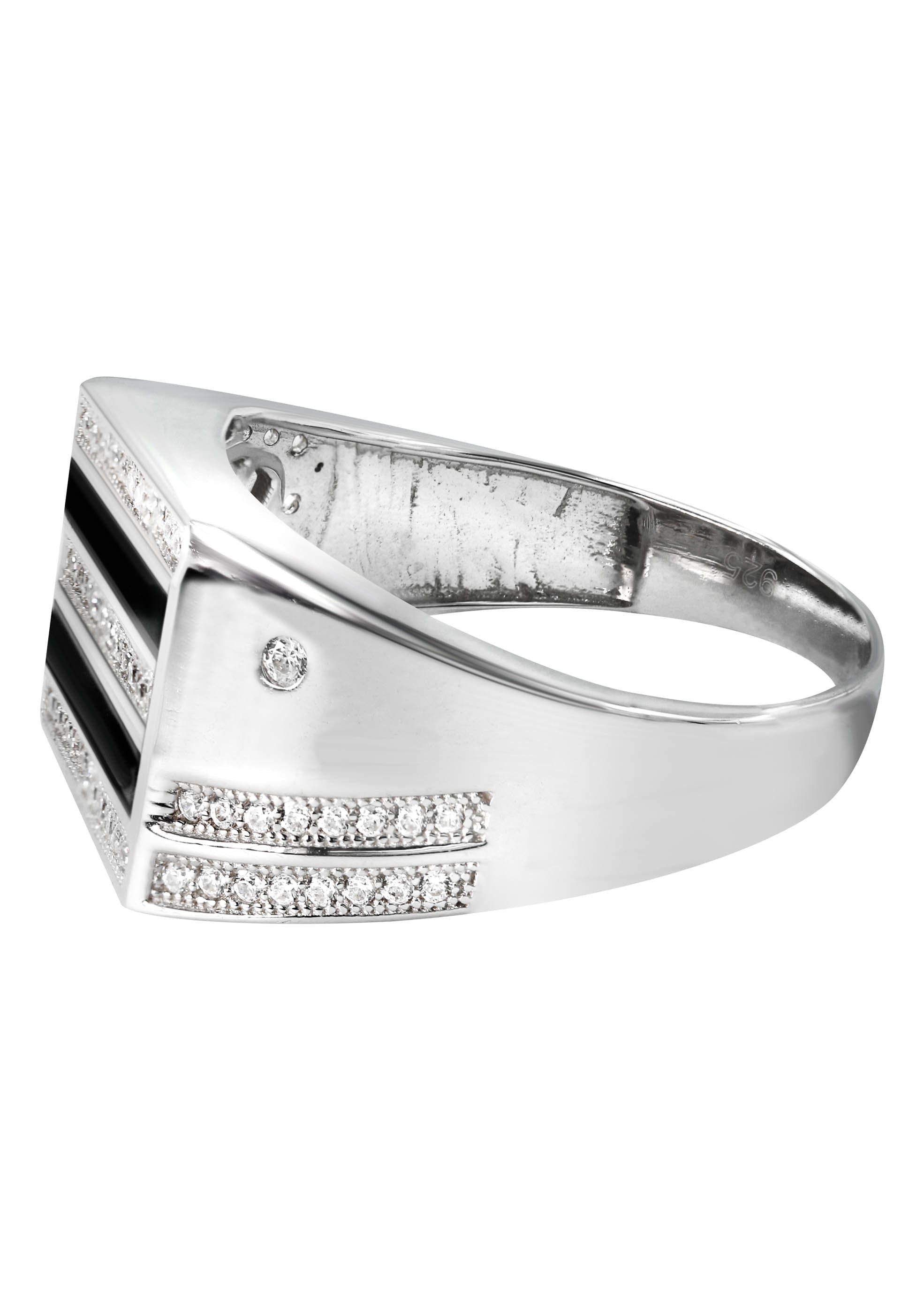 Manufacturer 43 Mens Silver CZ Onyx Ring | Appx 7 Grams