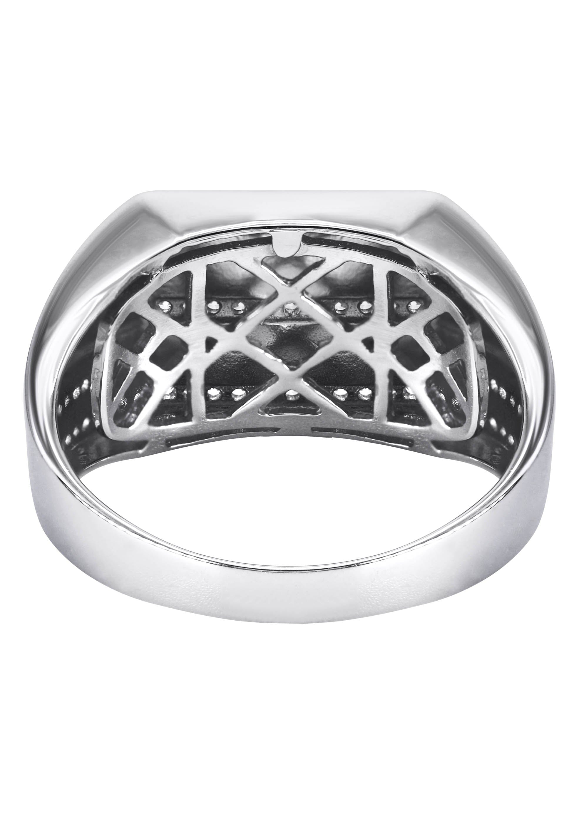 Manufacturer 43 Mens Silver CZ Onyx Ring | Appx 7 Grams