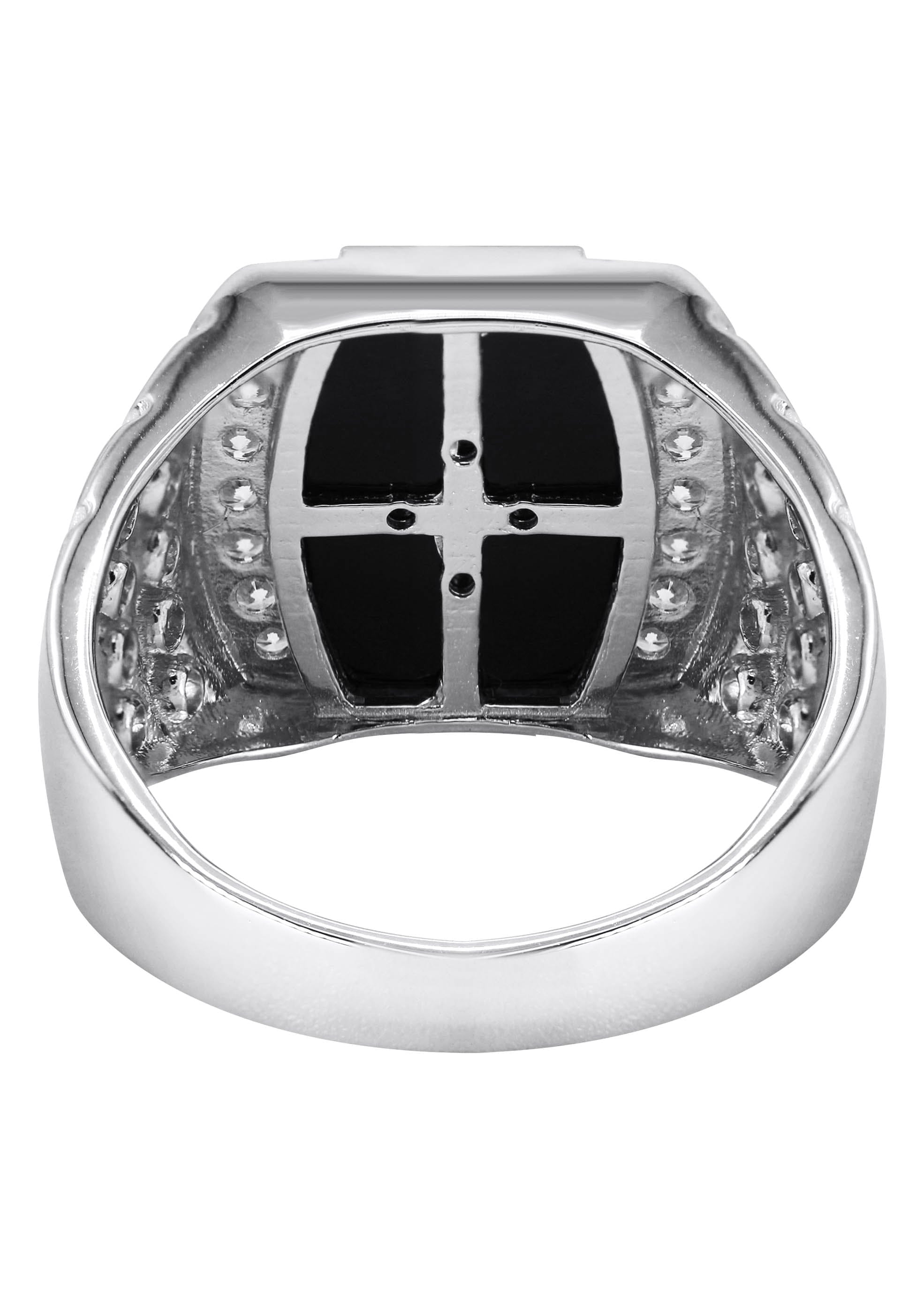 Manufacturer 43 Mens Silver CZ Onyx Ring | Appx 6.7 Grams