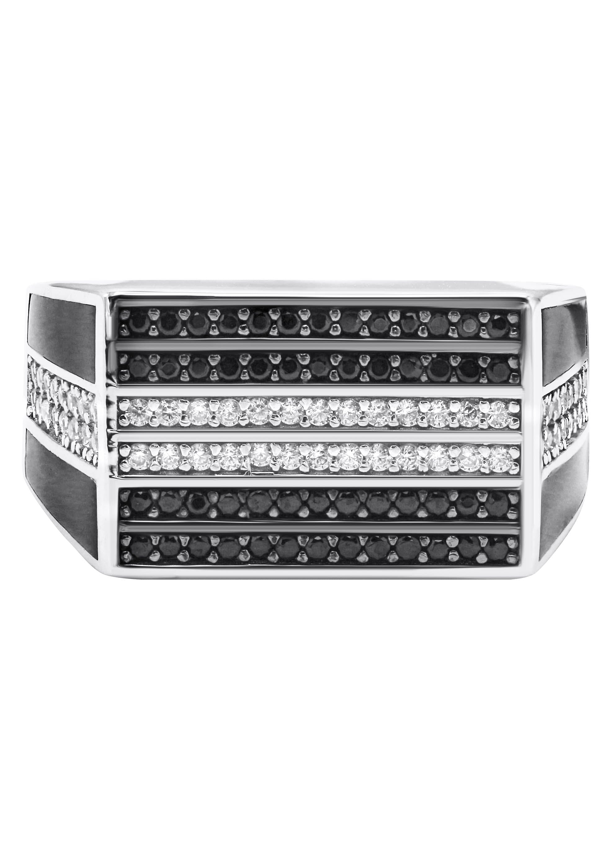 Manufacturer 43 Mens Silver CZ Onyx Ring | Appx 6.6 Grams