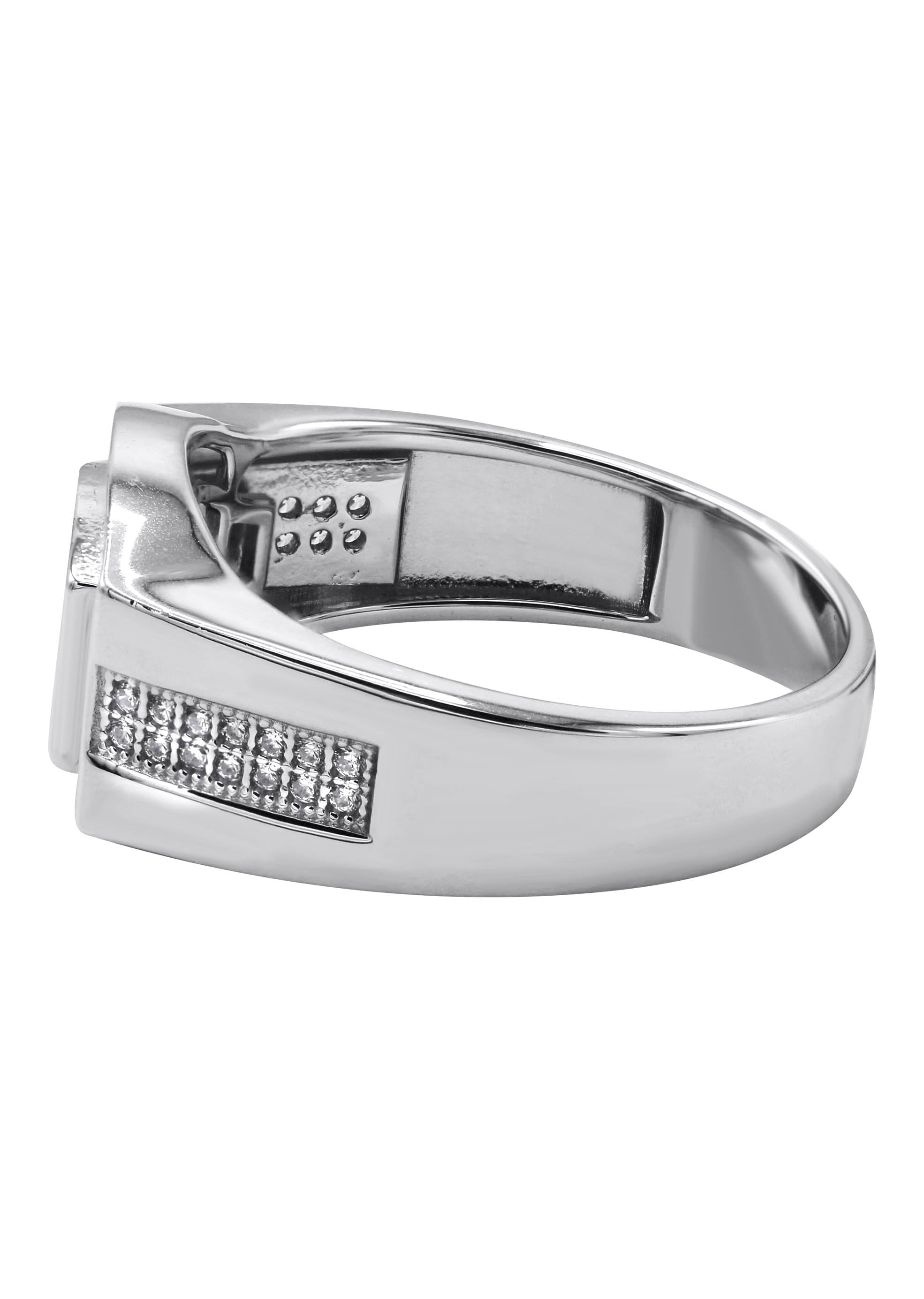 Manufacturer 43 Mens Silver CZ Pinky Ring | Appx 6.4 Grams