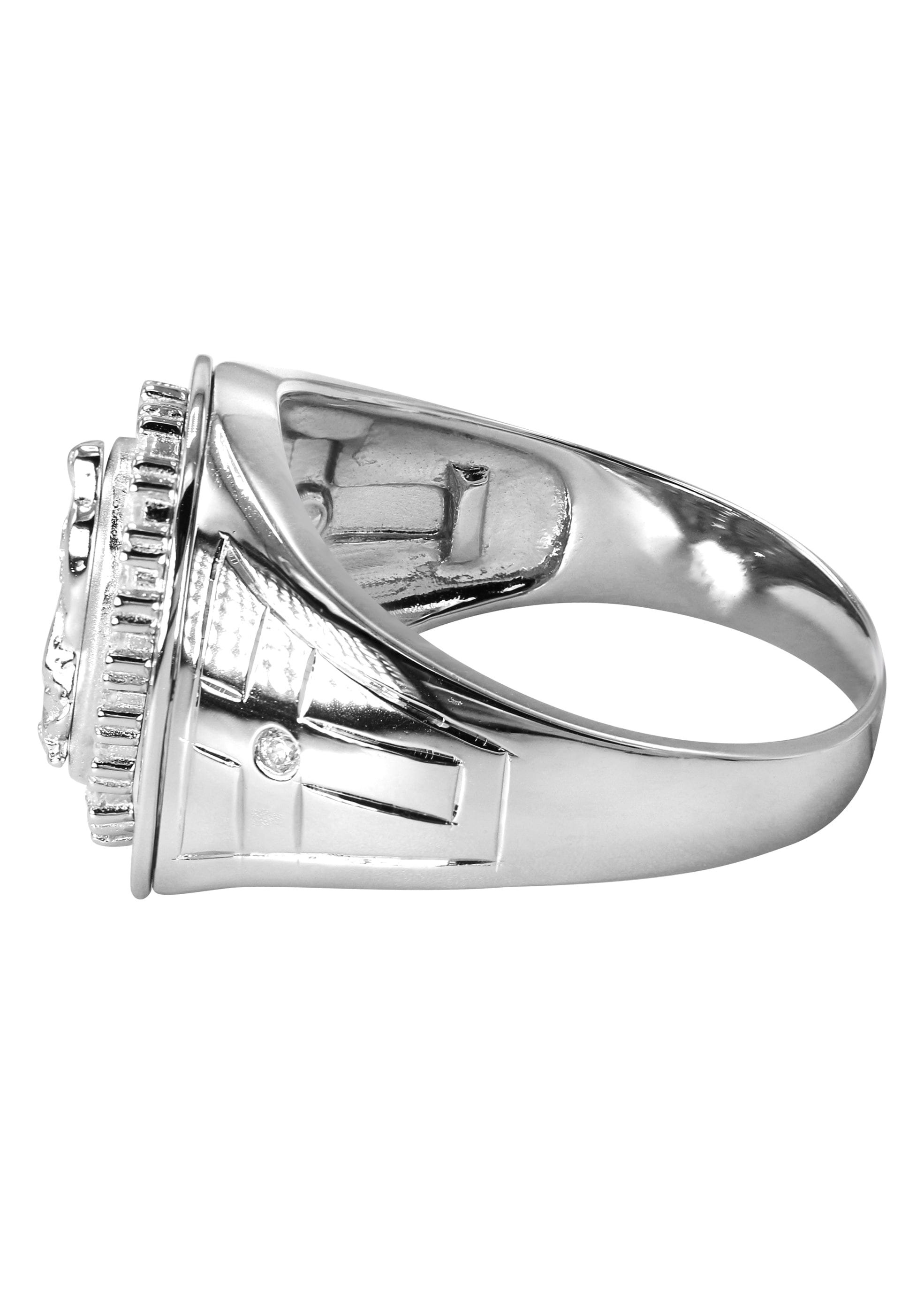 Manufacturer 43 Mens Silver CZ Virgin Mary Ring | Appx 6.3 Grams
