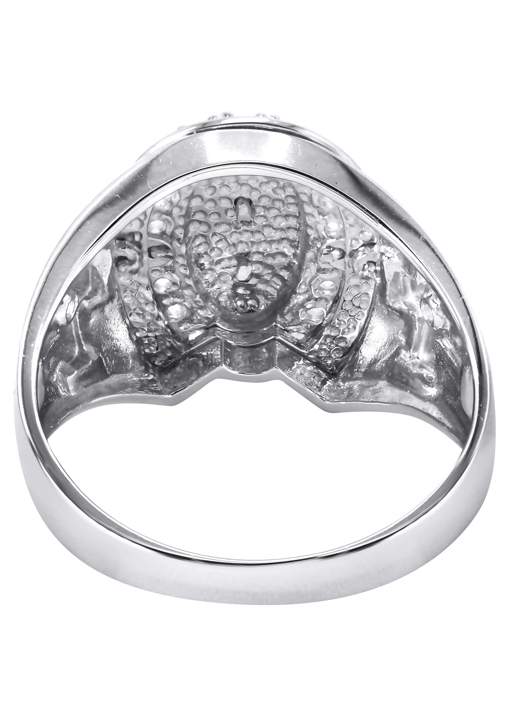Manufacturer 43 Mens Silver CZ Virgin Mary Ring | Appx 6.3 Grams