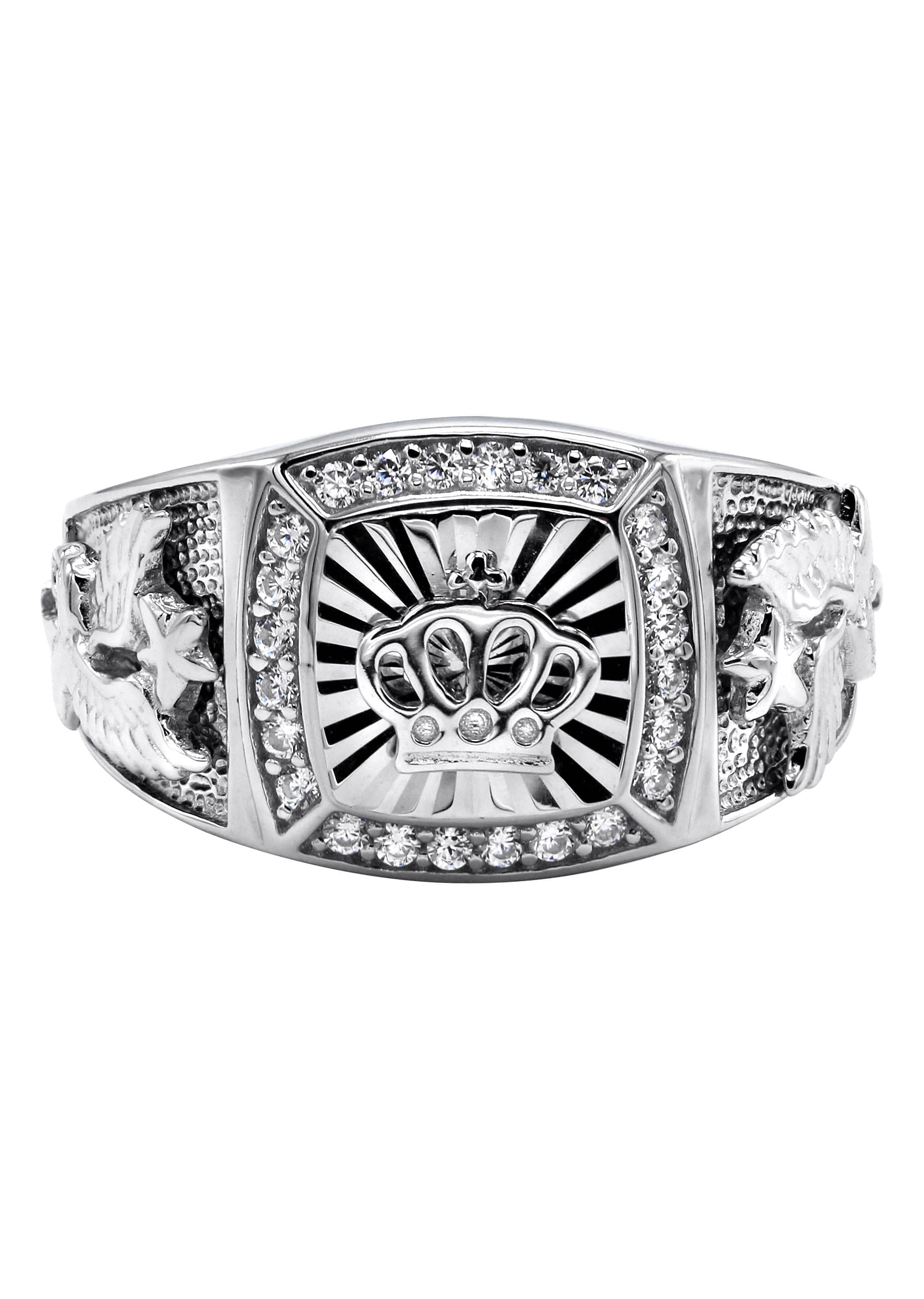Manufacturer 43 Mens Silver Crown Signet Ring | Appx 6.2 Grams