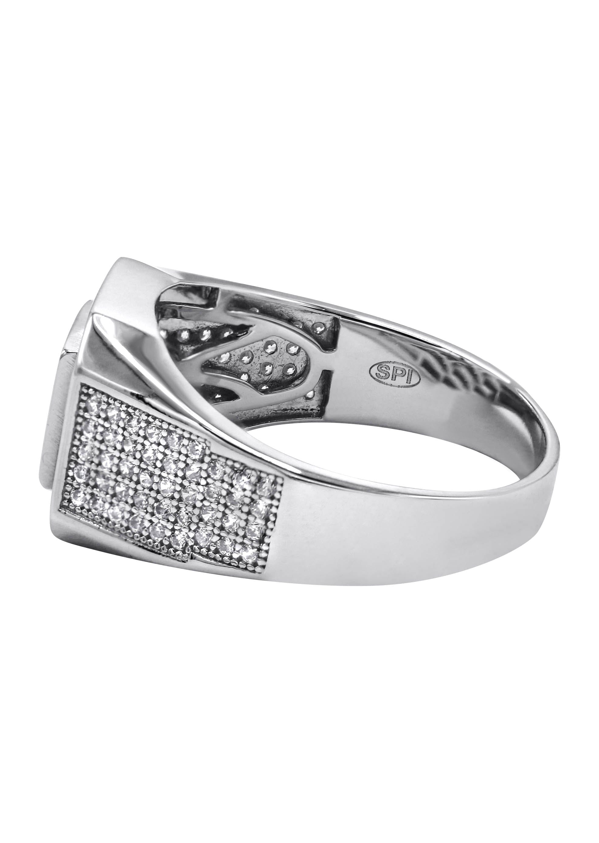 Manufacturer 43 Mens Silver CZ Baguette Signet Ring | Appx 5.5 Grams