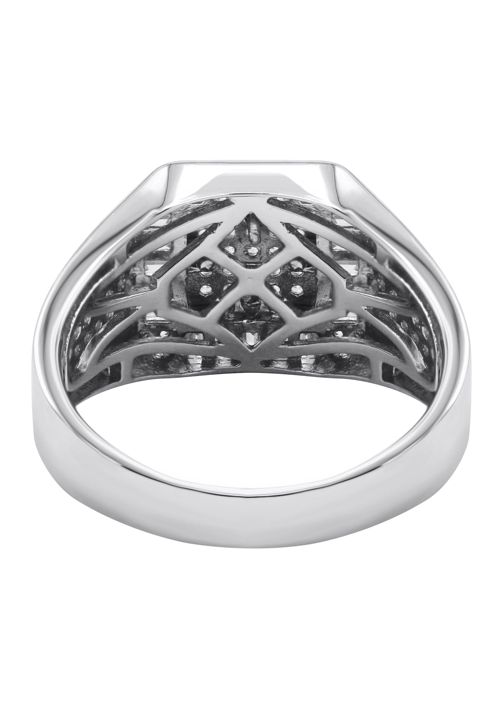 Manufacturer 43 Mens Silver CZ Baguette Signet Ring | Appx 5.5 Grams
