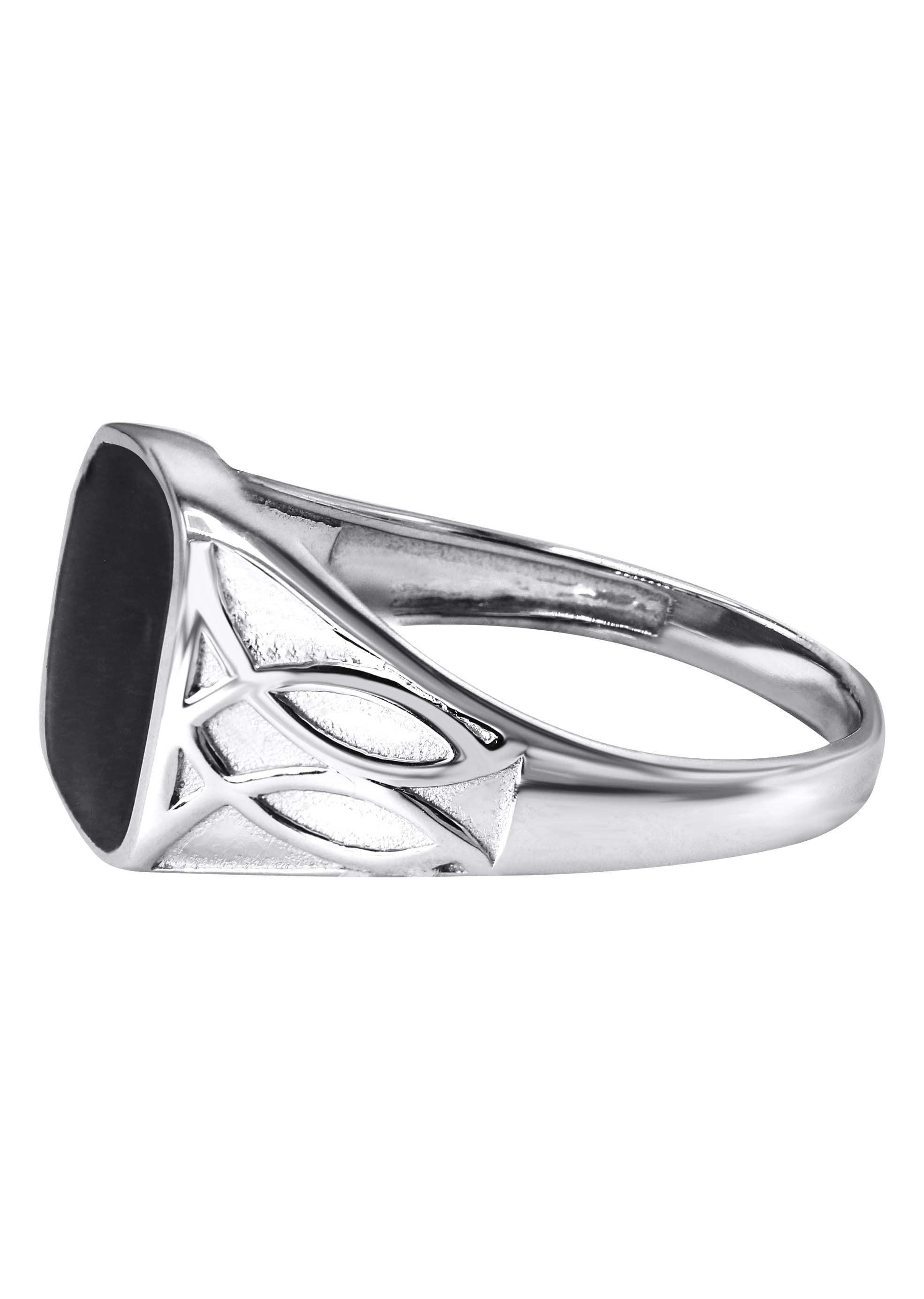Manufacturer 43 Mens Silver Onyx Signet Ring | Appx 5.3 Grams