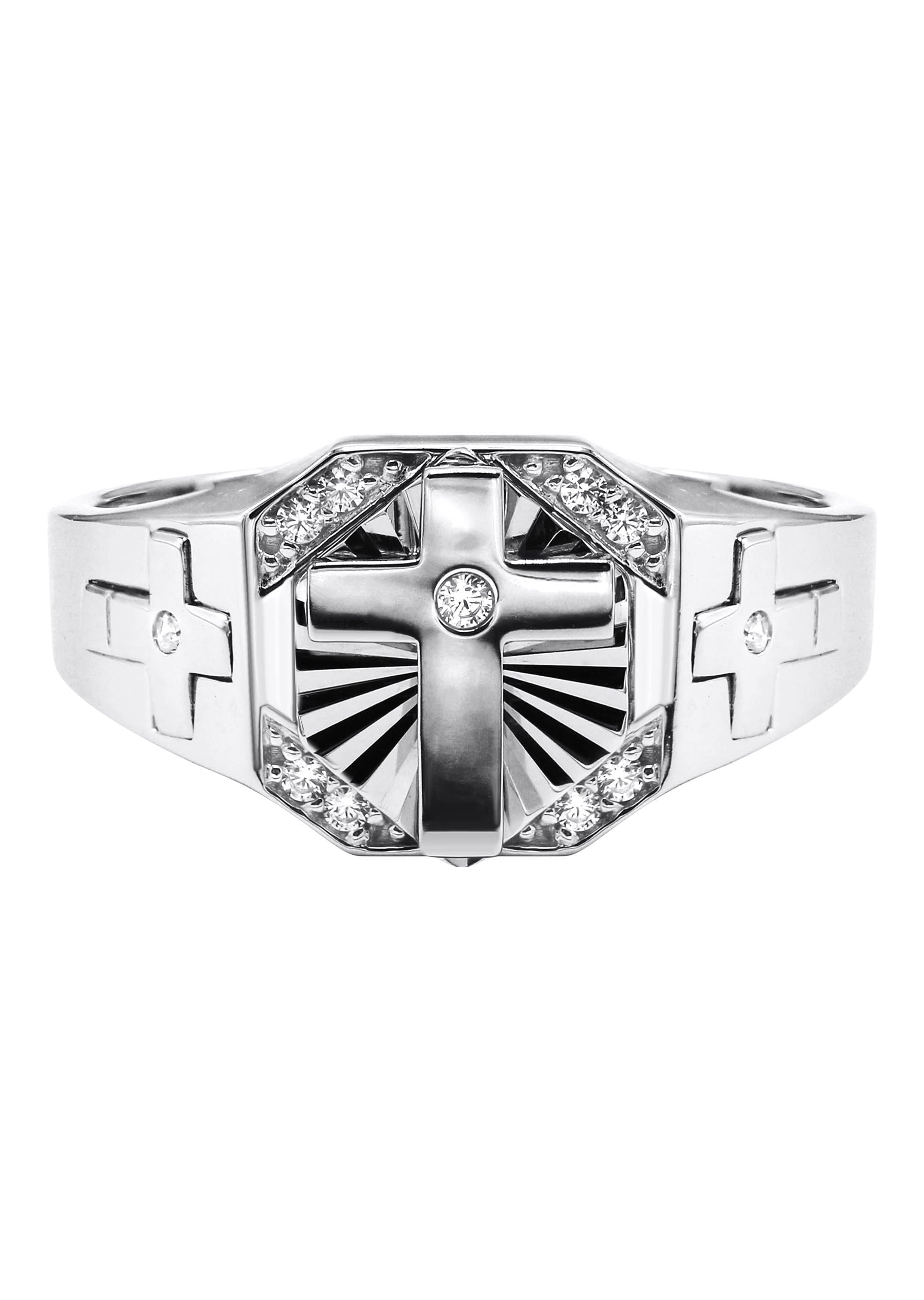 Manufacturer 43 Mens Silver CZ Cross Ring | Appx 4.2 Grams