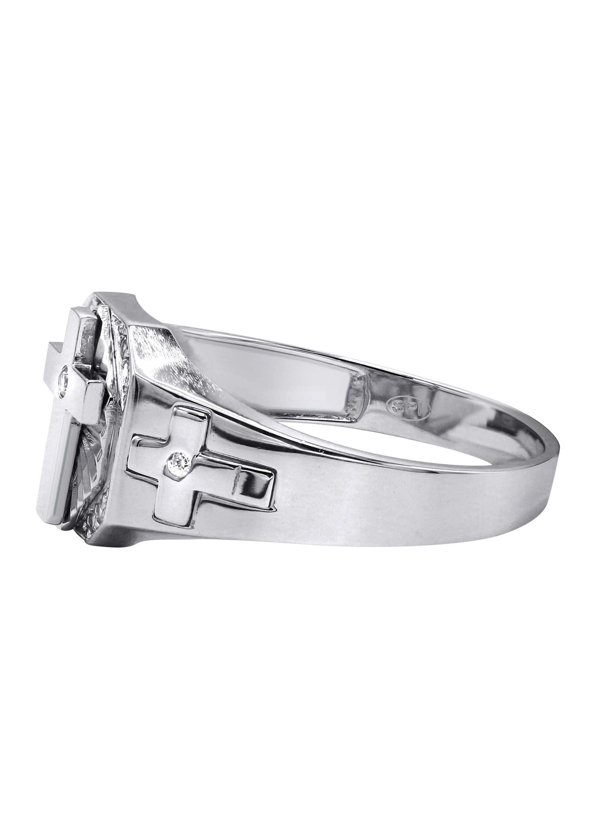 Manufacturer 43 Mens Silver CZ Cross Ring | Appx 4.2 Grams