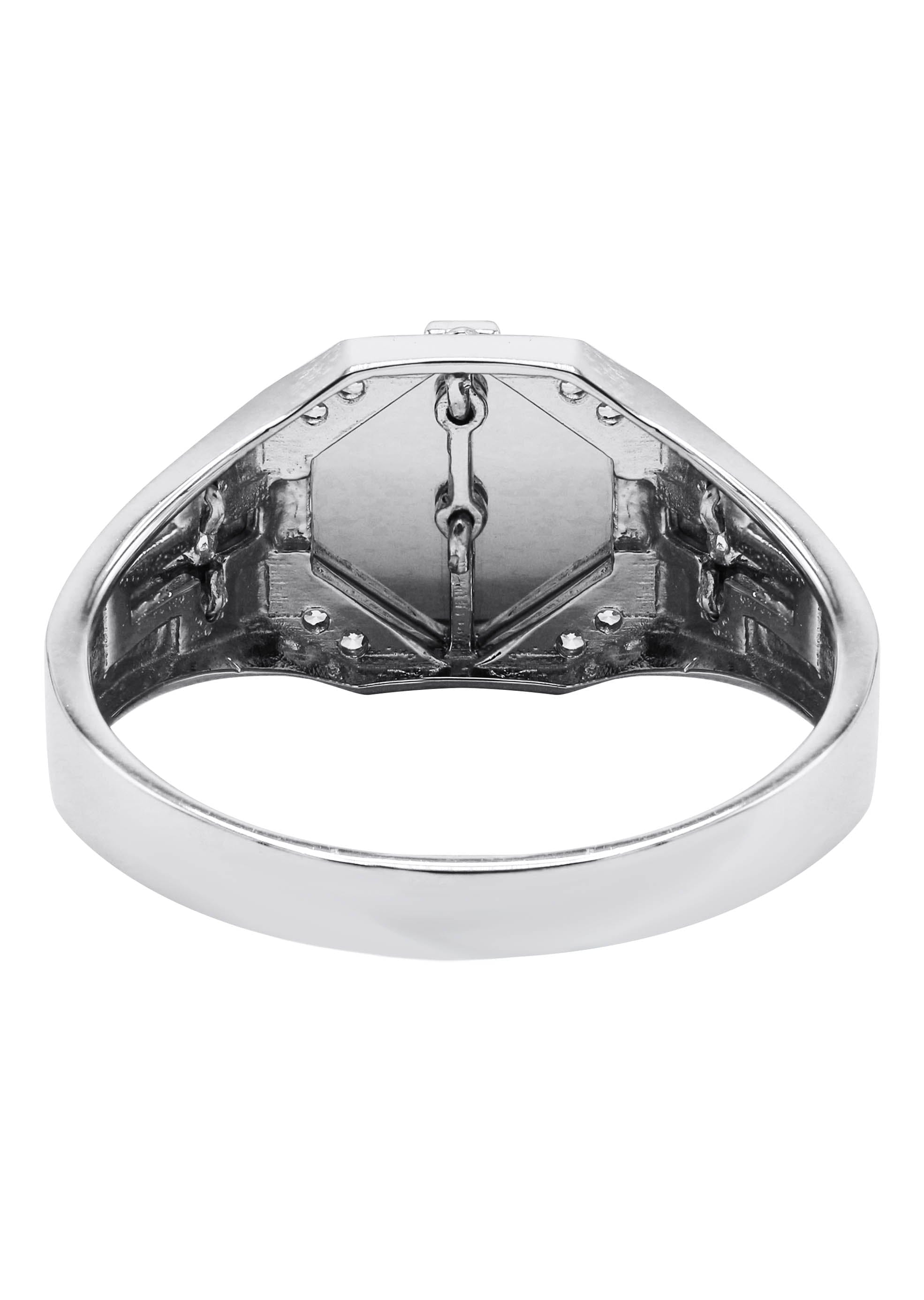 Manufacturer 43 Mens Silver CZ Cross Ring | Appx 4.2 Grams