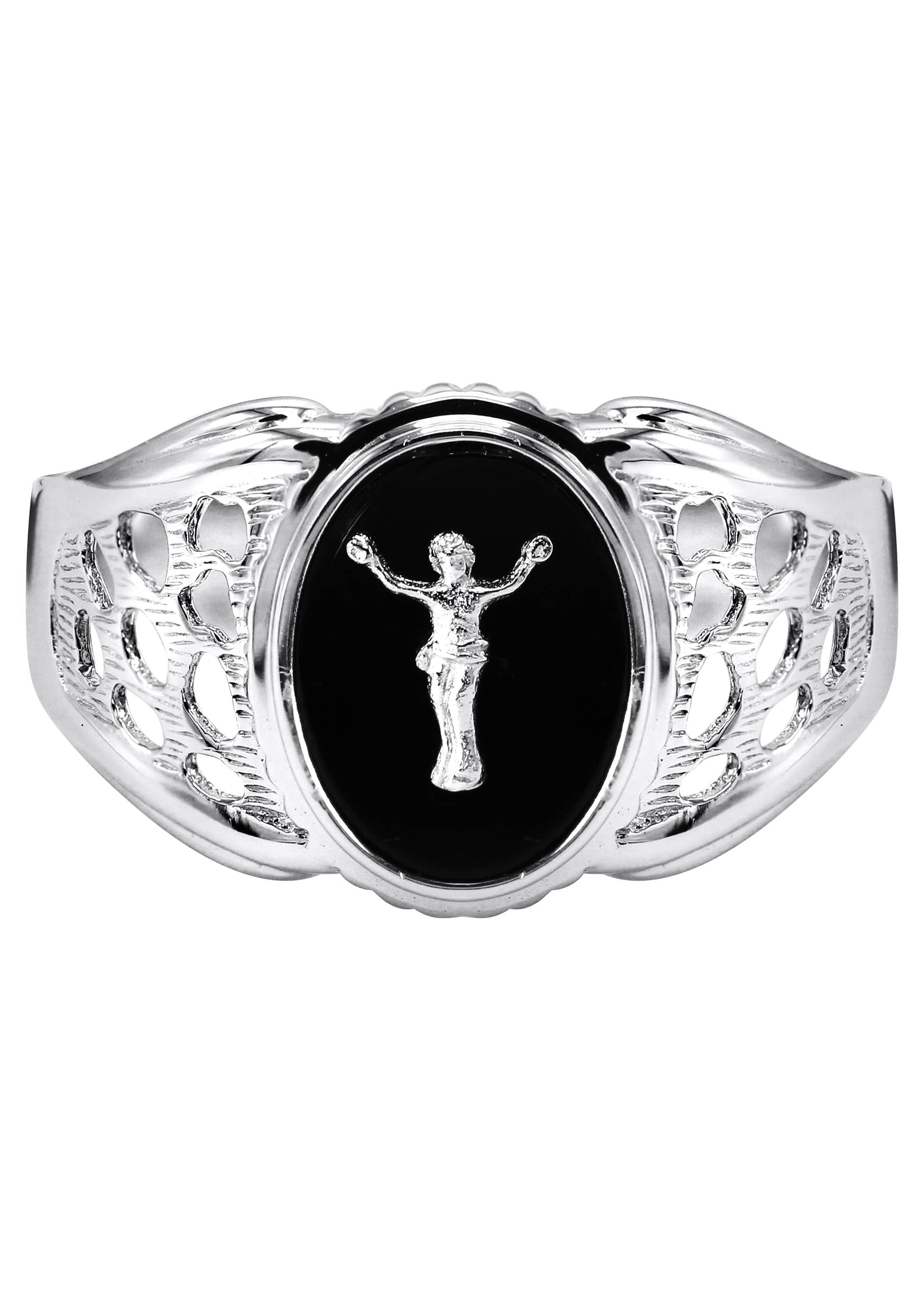 Manufacturer 43 Mens Silver Onyx Liberty Signet Ring | Appx 4 Grams