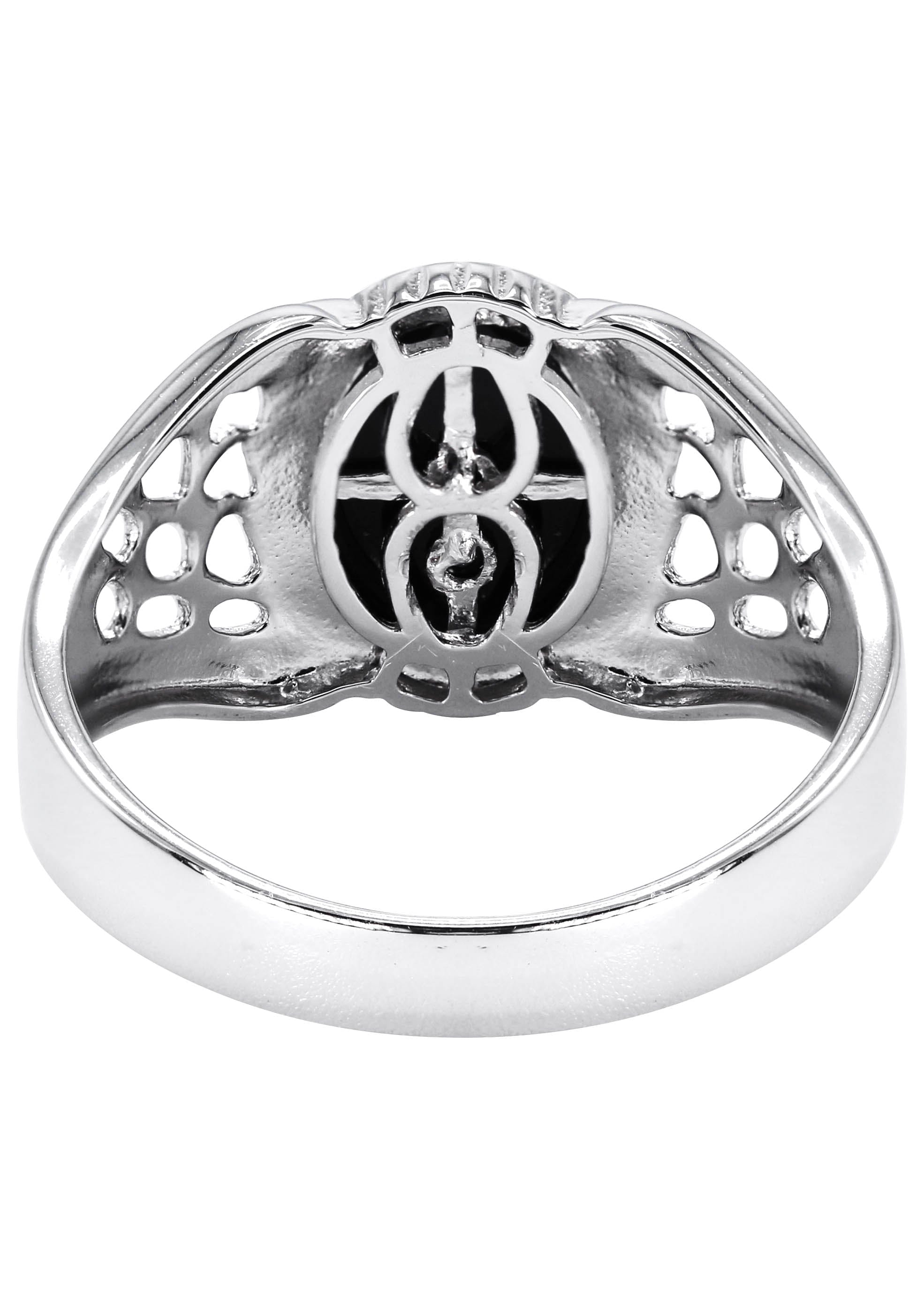 Manufacturer 43 Mens Silver Onyx Liberty Signet Ring | Appx 4 Grams