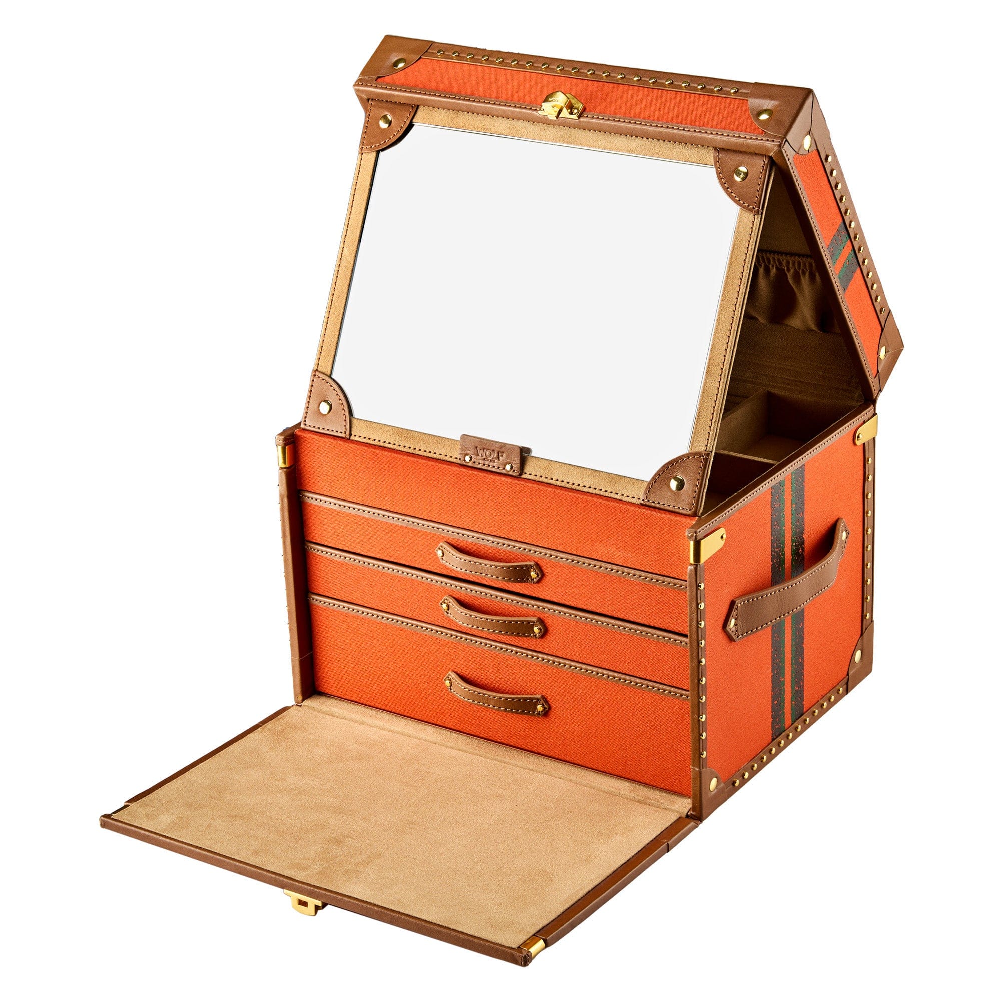 WOLF Ida Trunk Jewelry Box in Orange
