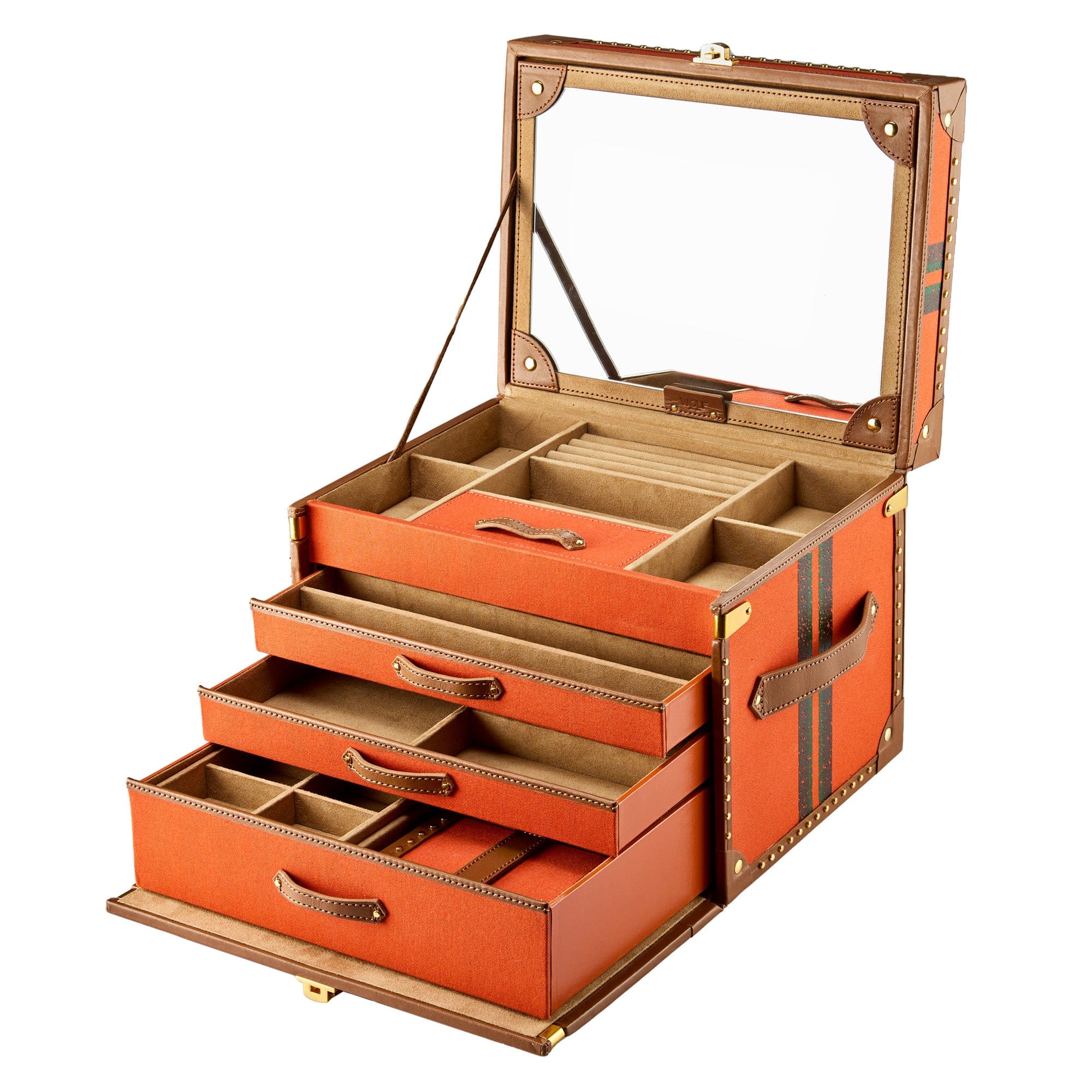 WOLF Ida Trunk Jewelry Box in Orange