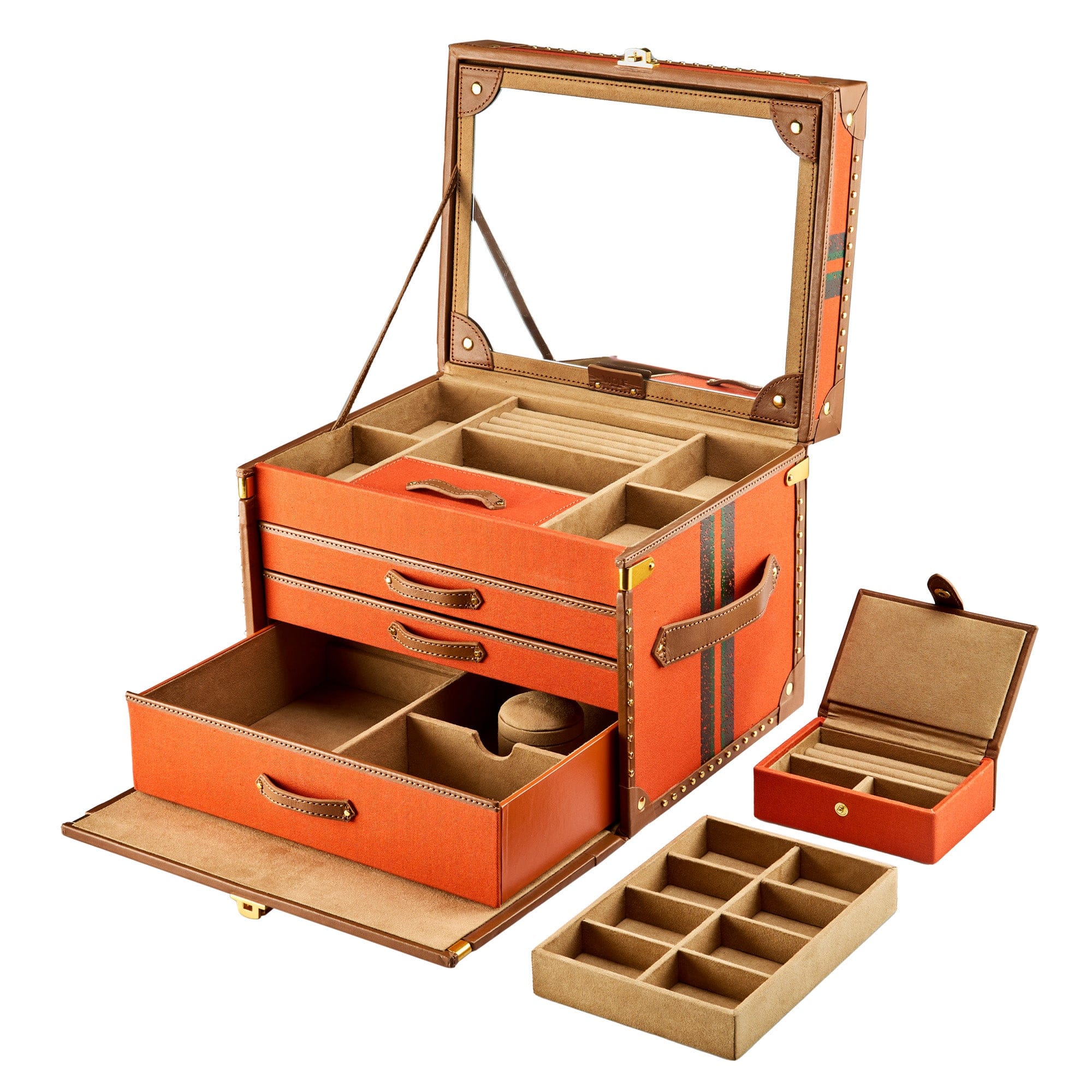 WOLF Ida Trunk Jewelry Box in Orange