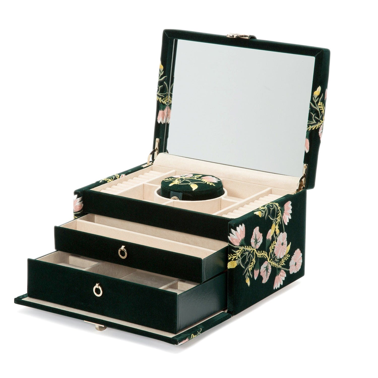 WOLF Zoe Medium Jewelry Box in Forest Green