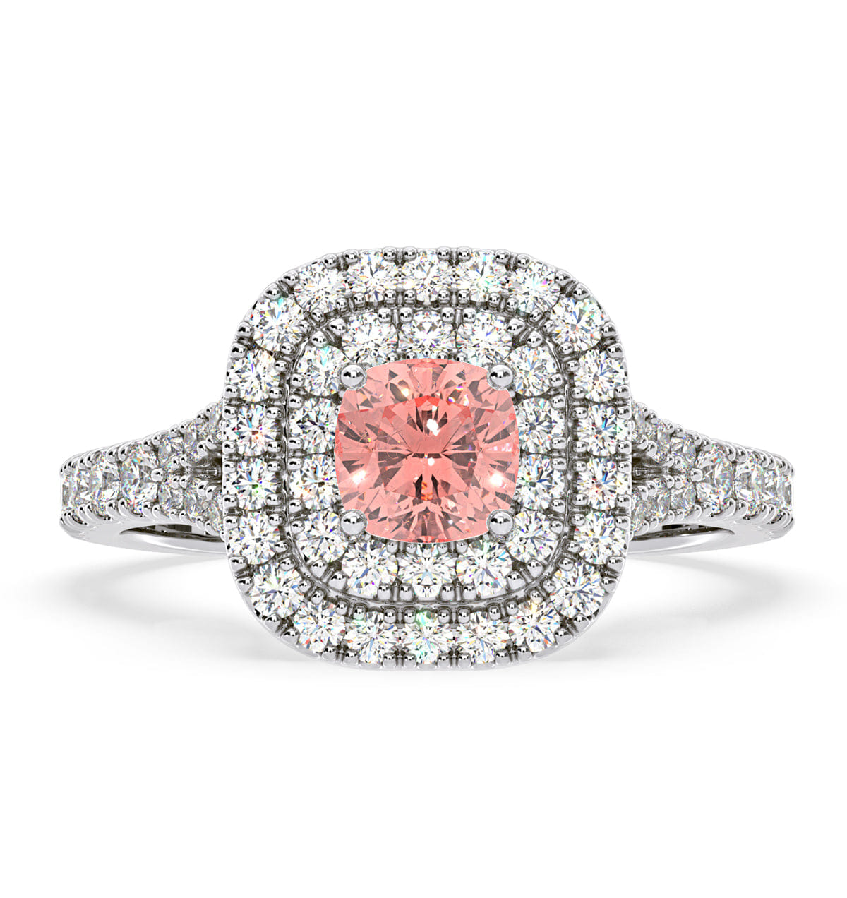 Anastasia Pink Lab Diamond 1.30ct Halo Ring in Platinum - Elara Collection