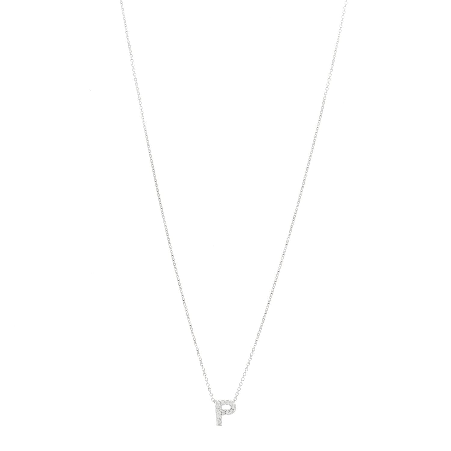 Roberto Coin 18K White Gold Diamond Initial P Pendant Necklace