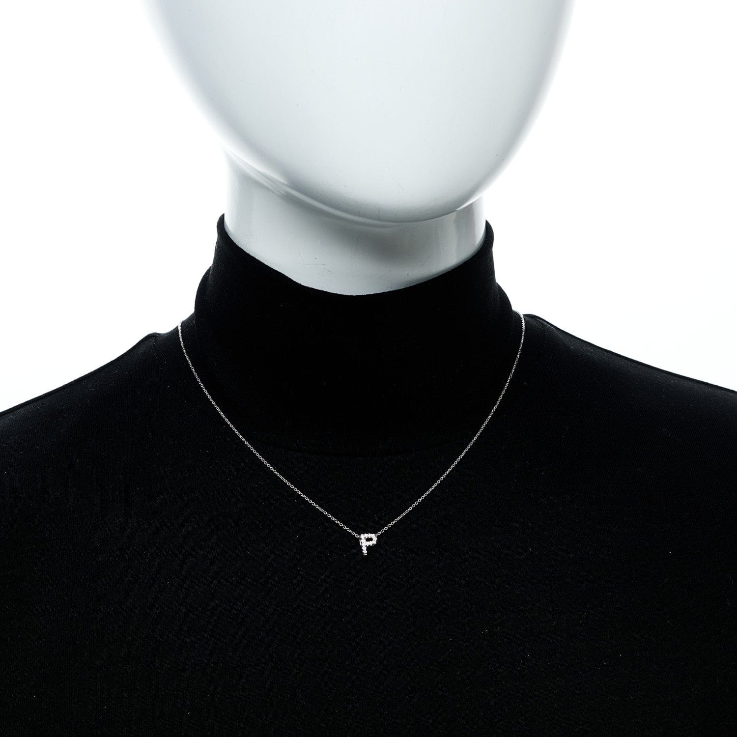 Roberto Coin 18K White Gold Diamond Initial P Pendant Necklace
