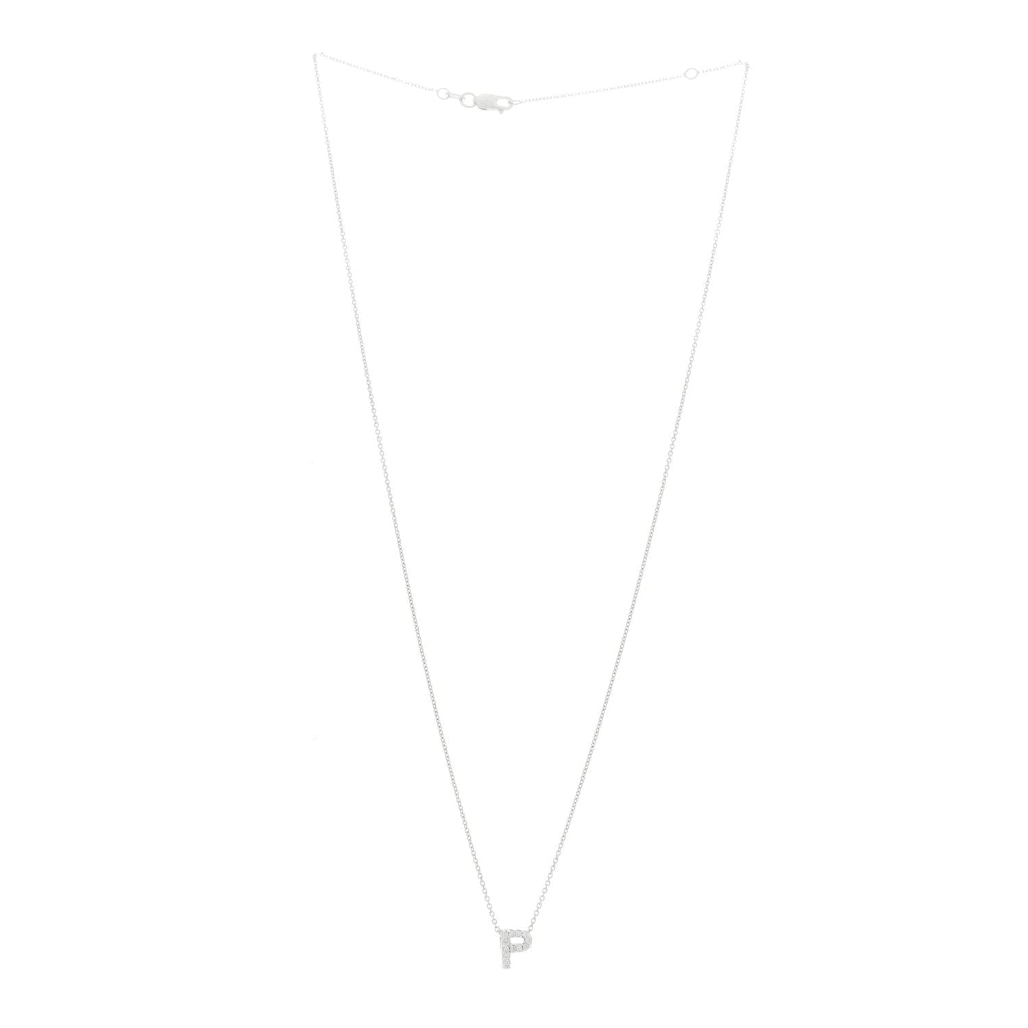 Roberto Coin 18K White Gold Diamond Initial P Pendant Necklace