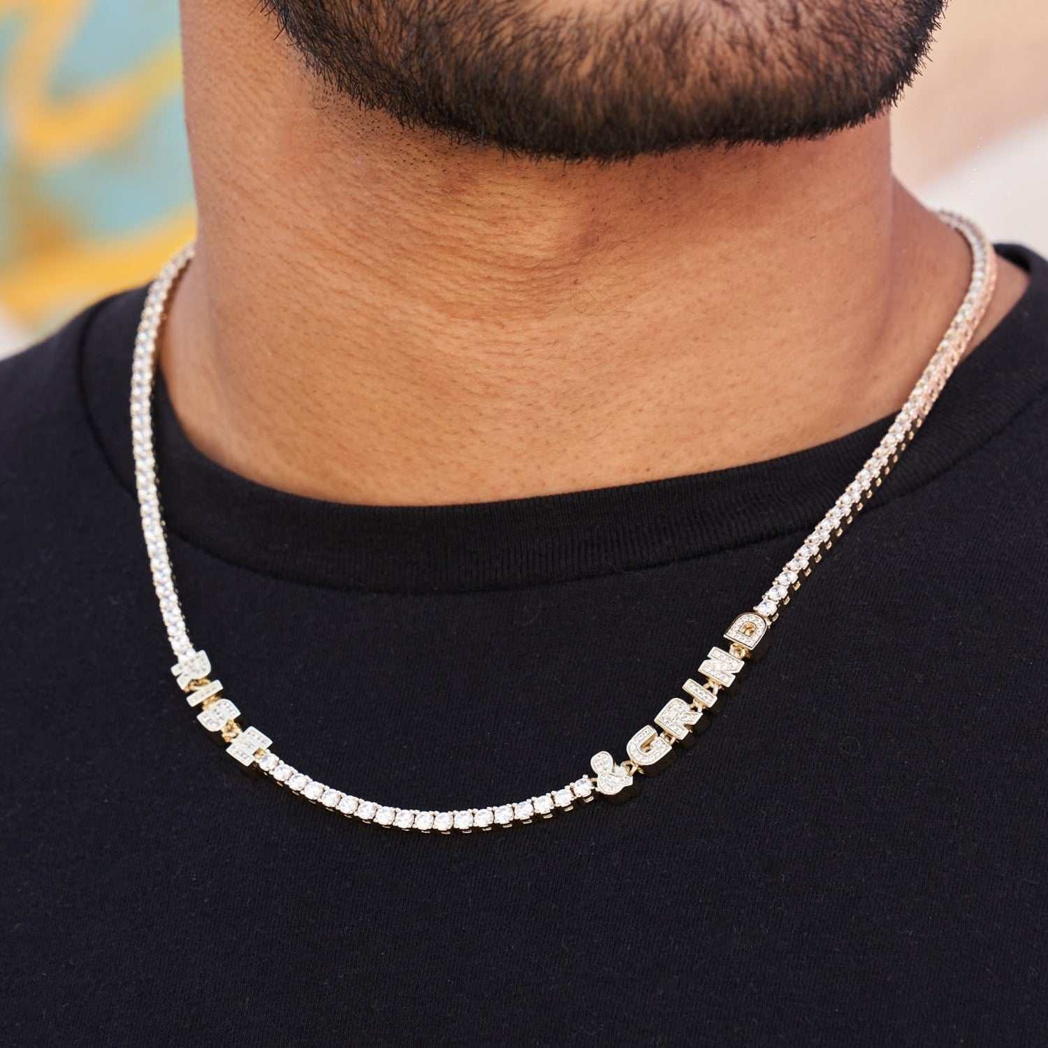 GLD Men Custom Stationed Tennis Chain