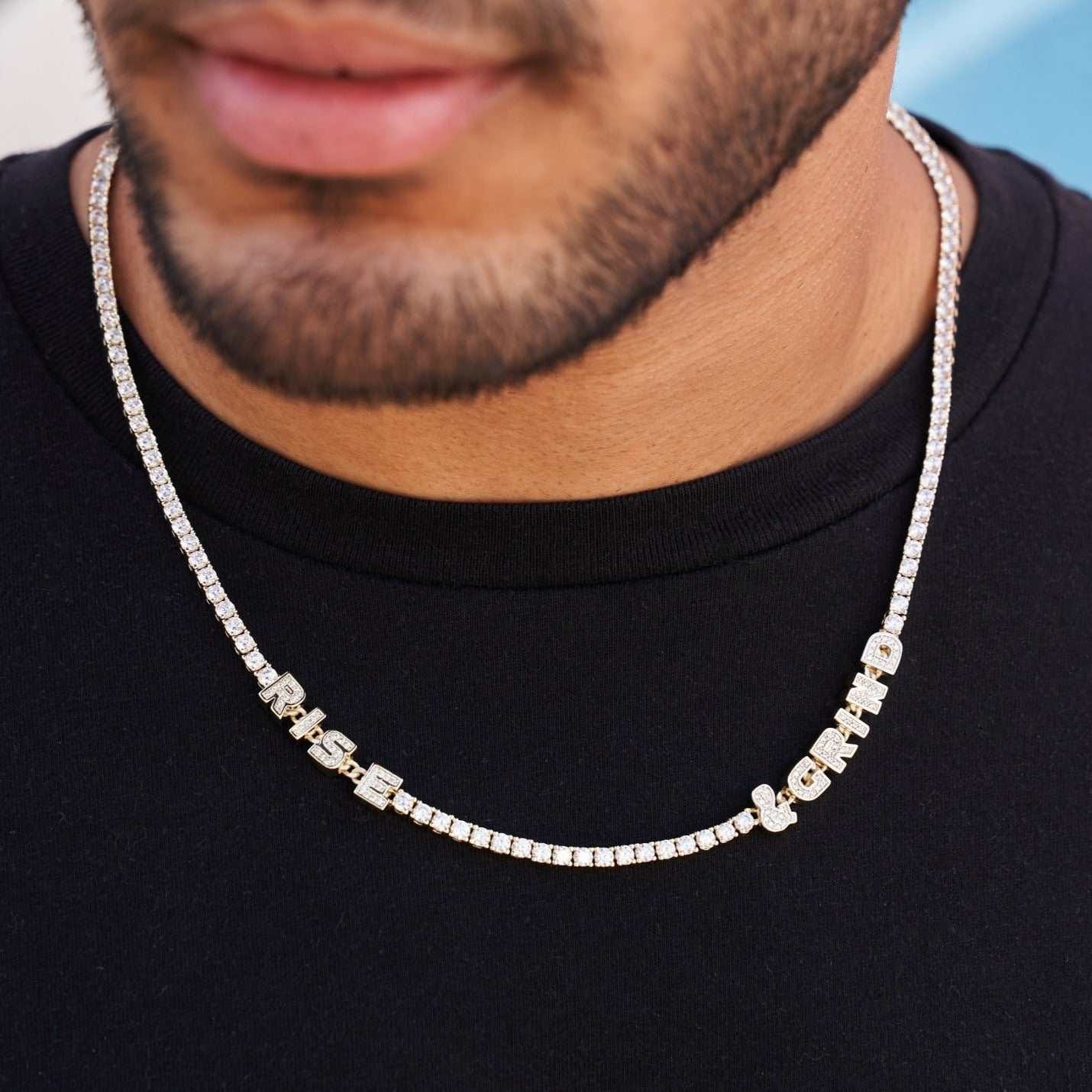 GLD Men Custom Stationed Tennis Chain