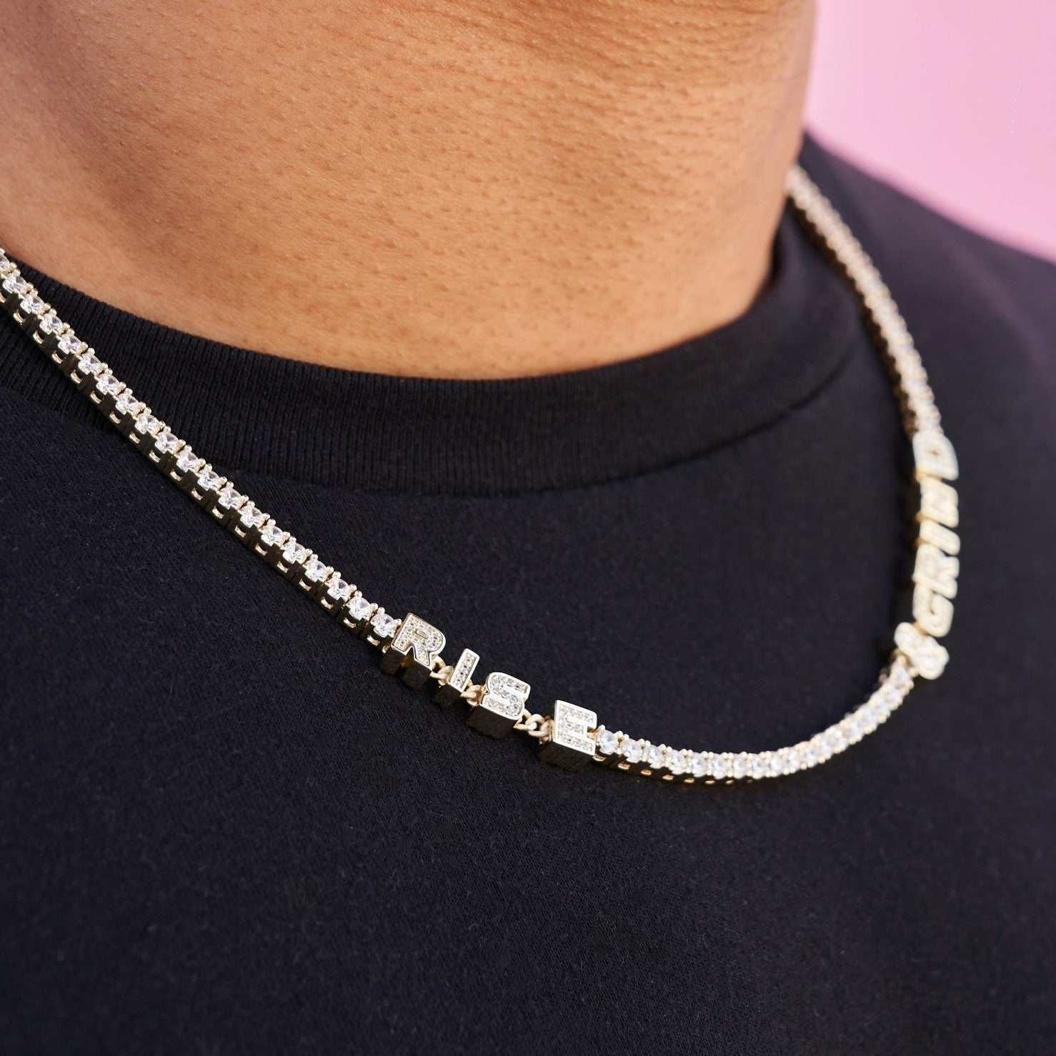 GLD Men Custom Stationed Tennis Chain