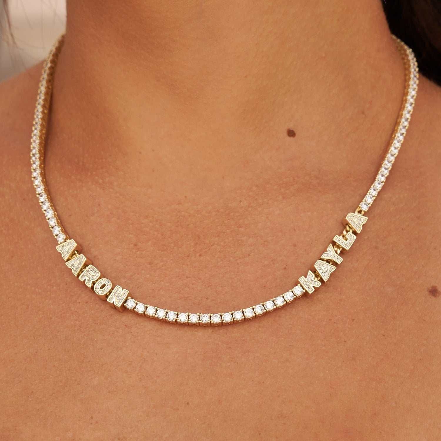 GLD Women Custom Stationed Tennis Necklace