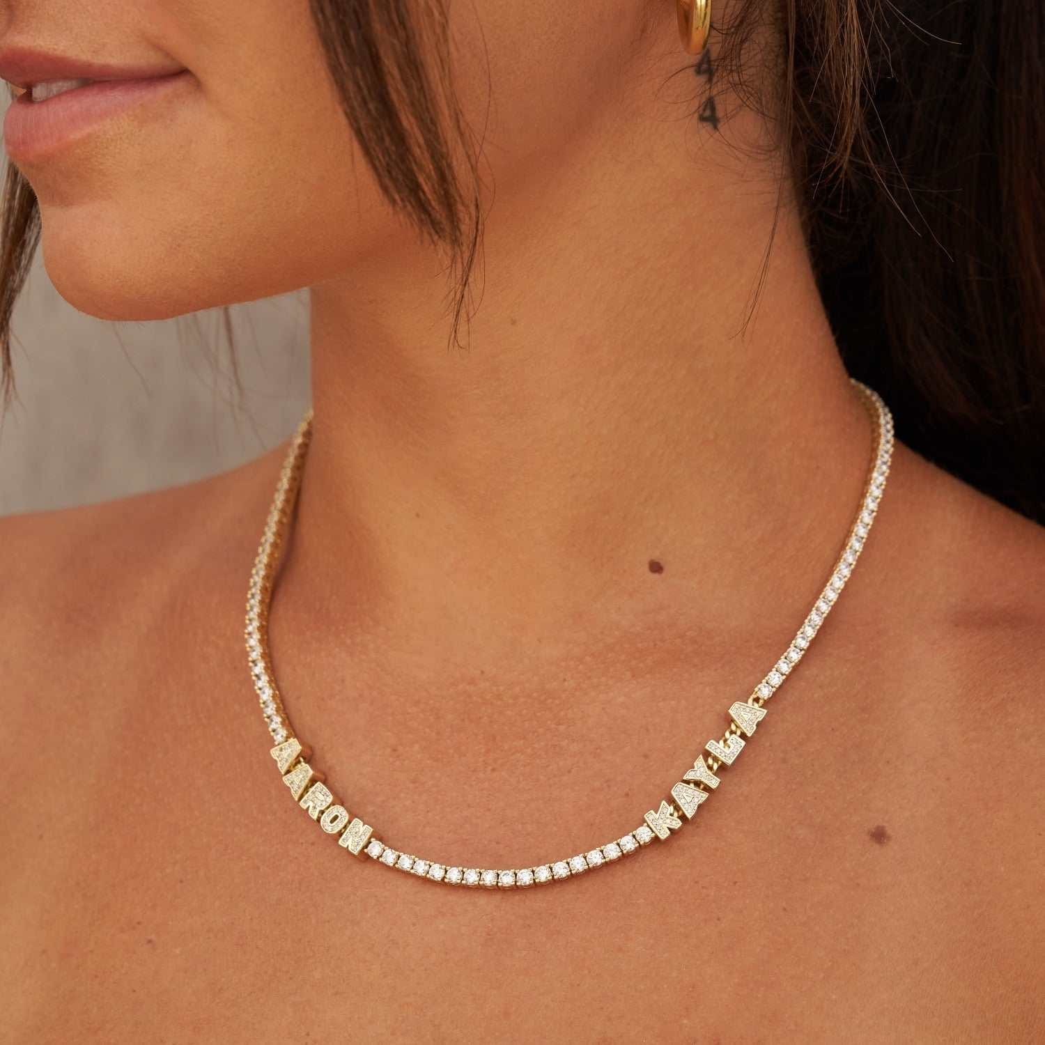 GLD Women Custom Stationed Tennis Necklace