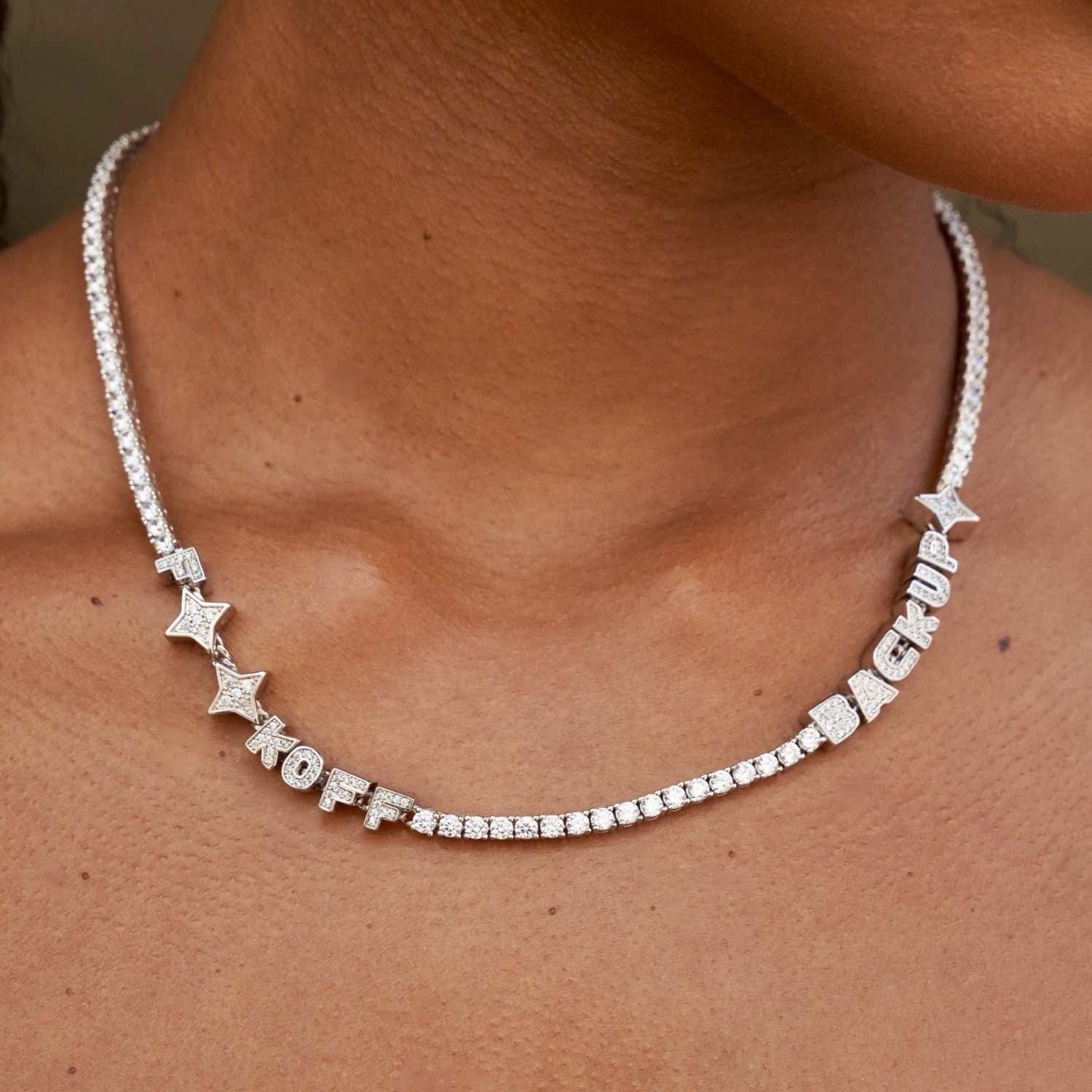 GLD Women Custom Stationed Tennis Necklace