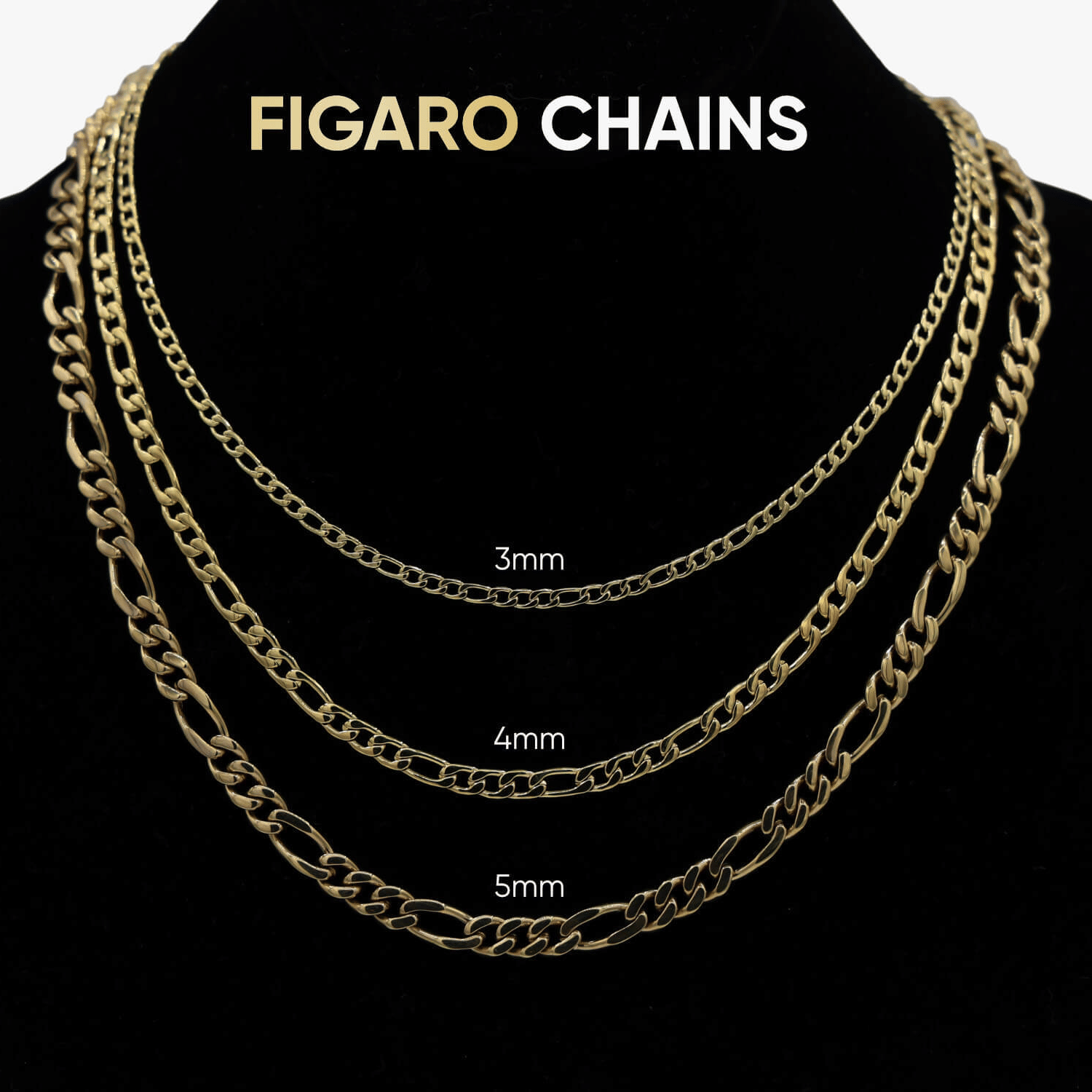GLD Women Solid Gold Figaro Link Necklace (2 mm)