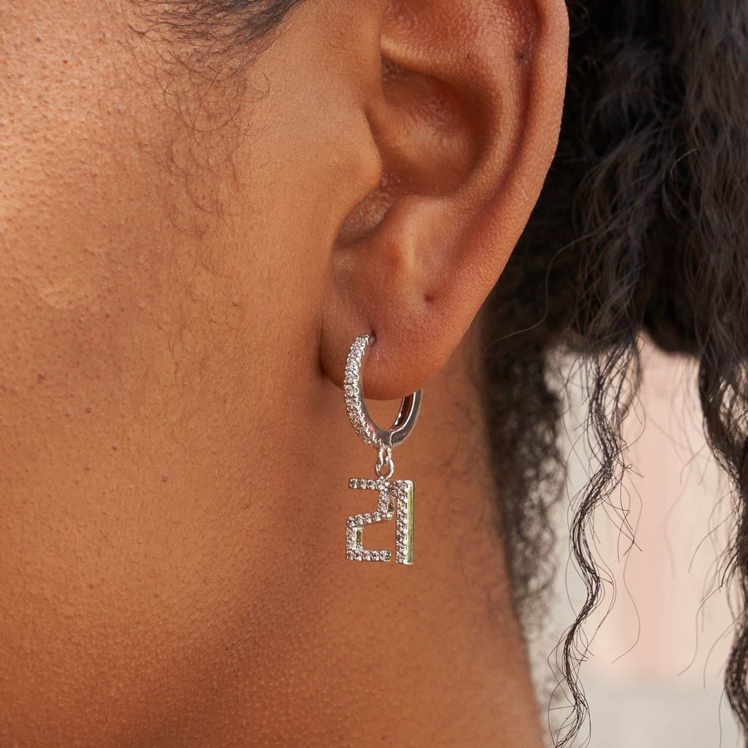 GLD Women Pave Custom Numbers Earrings