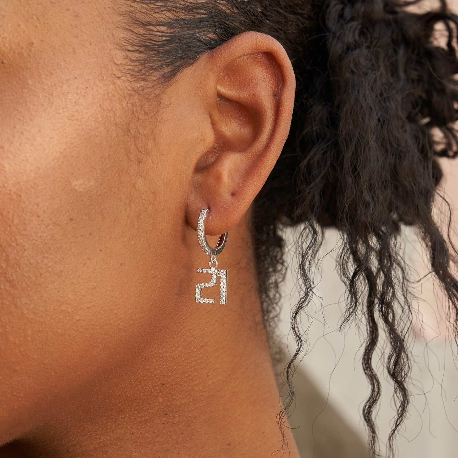 GLD Women Pave Custom Numbers Earrings