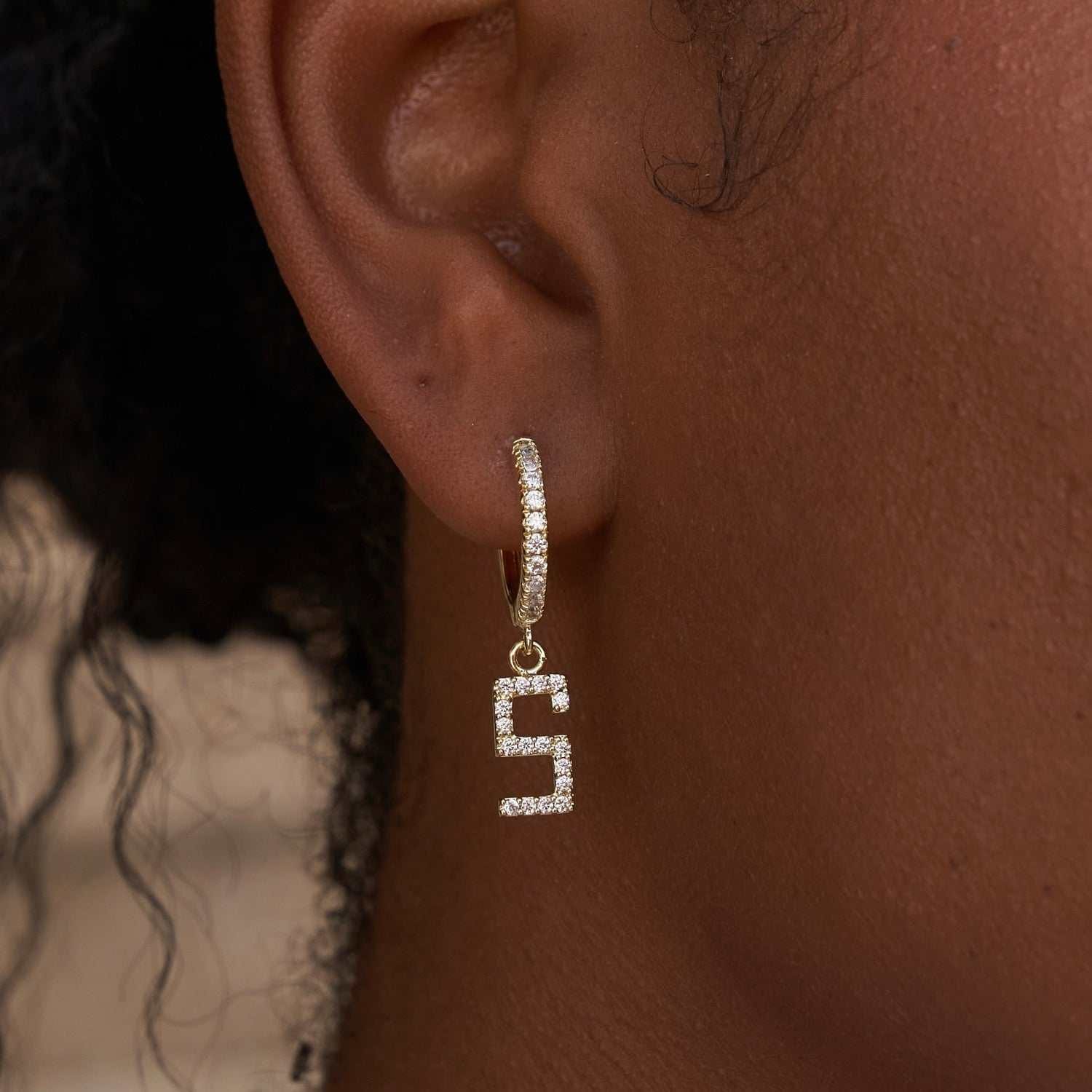 GLD Women Pave Custom Numbers Earrings