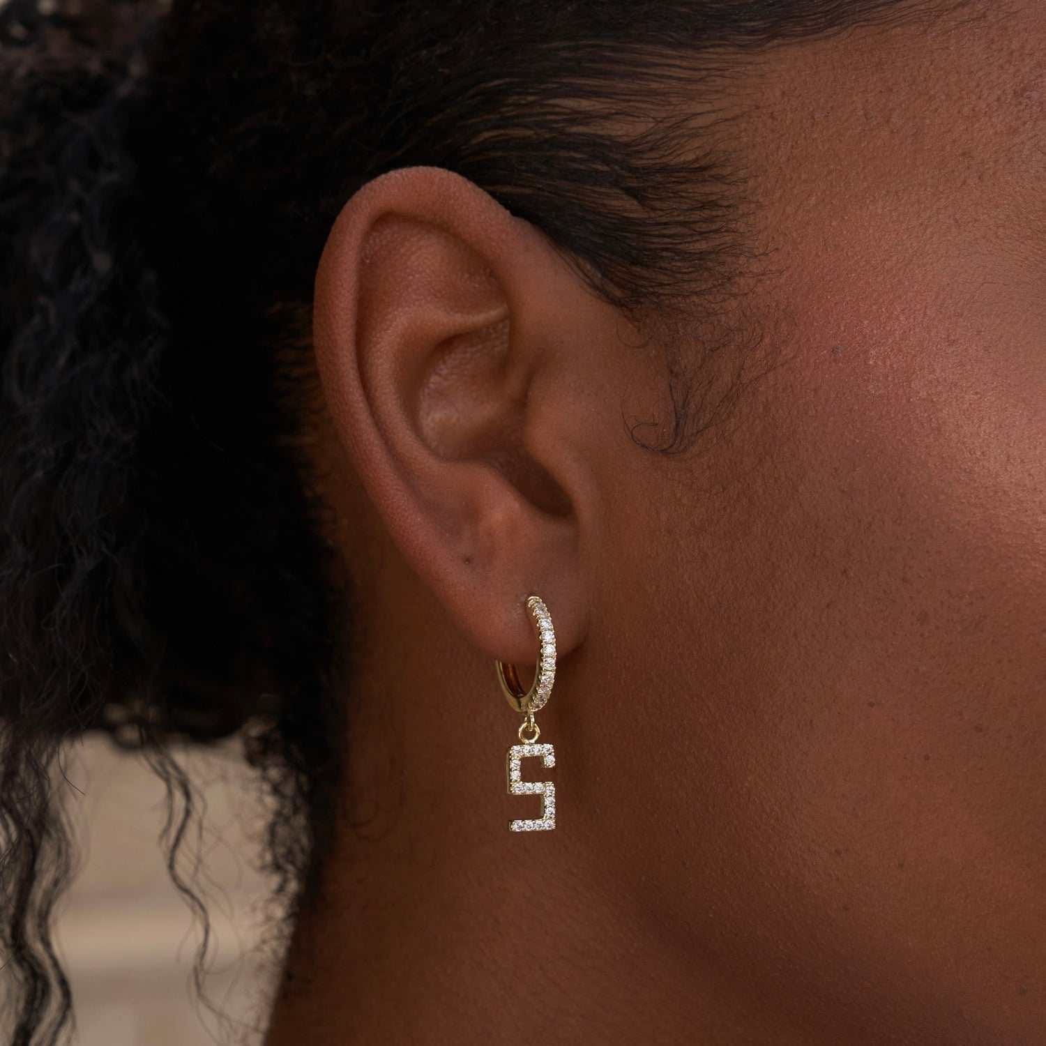 GLD Women Pave Custom Numbers Earrings