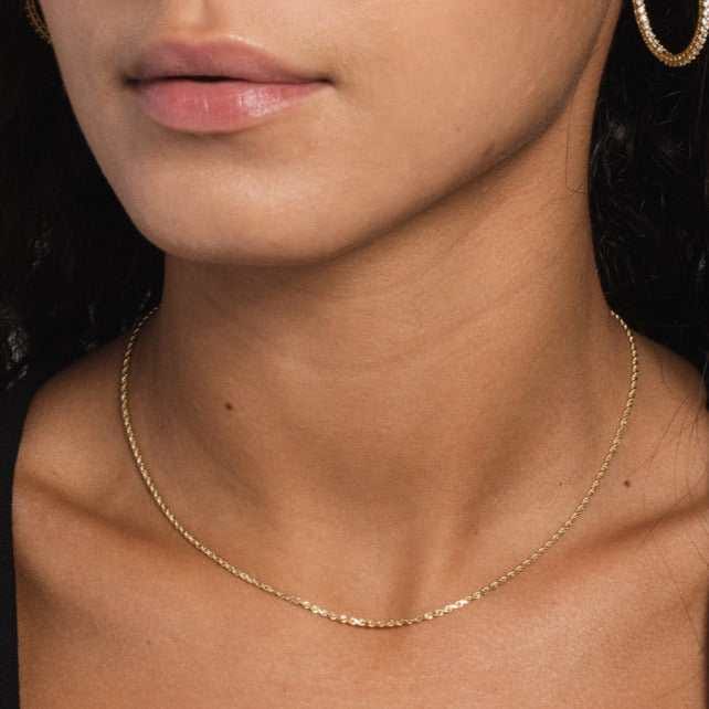 GLD Women Solid Gold Rope Chain (1.5 mm)