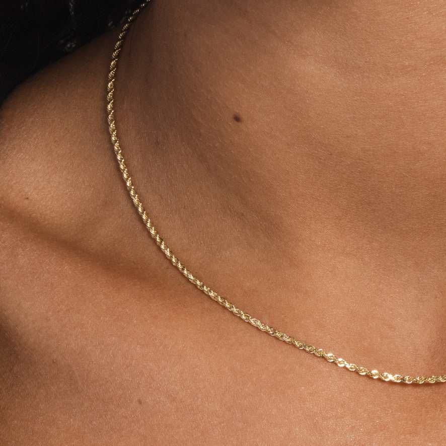 GLD Women Solid Gold Rope Chain (1.5 mm)