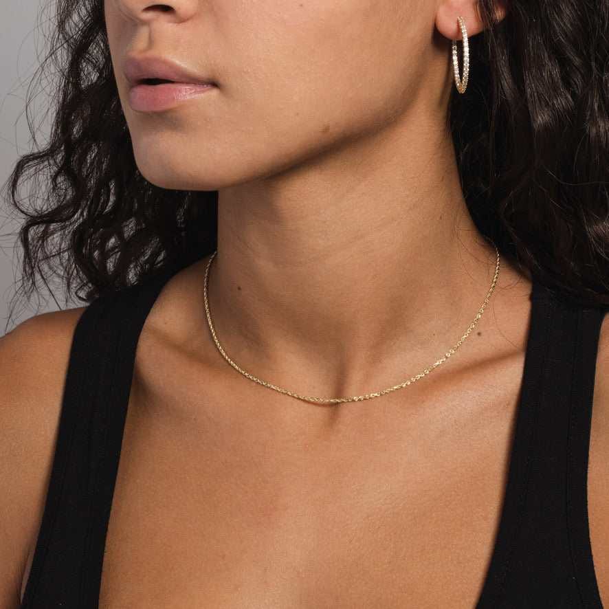 GLD Women Solid Gold Rope Chain (1.5 mm)