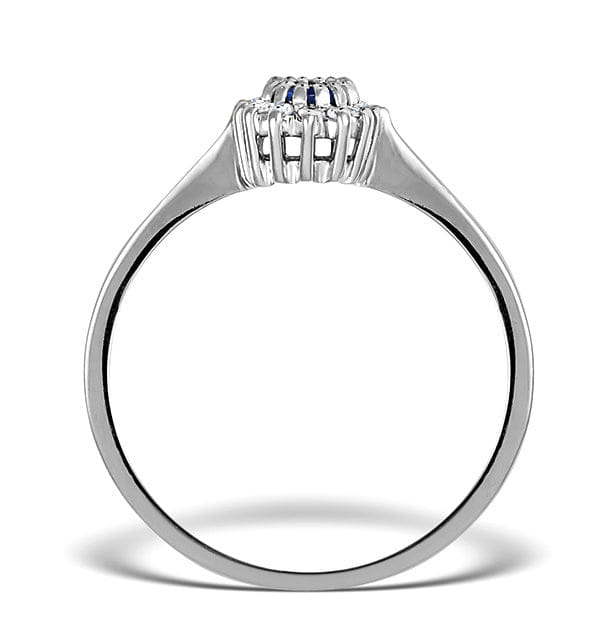 Diamond Sapphire 5 x 3 mm And Diamond 18K White Ring