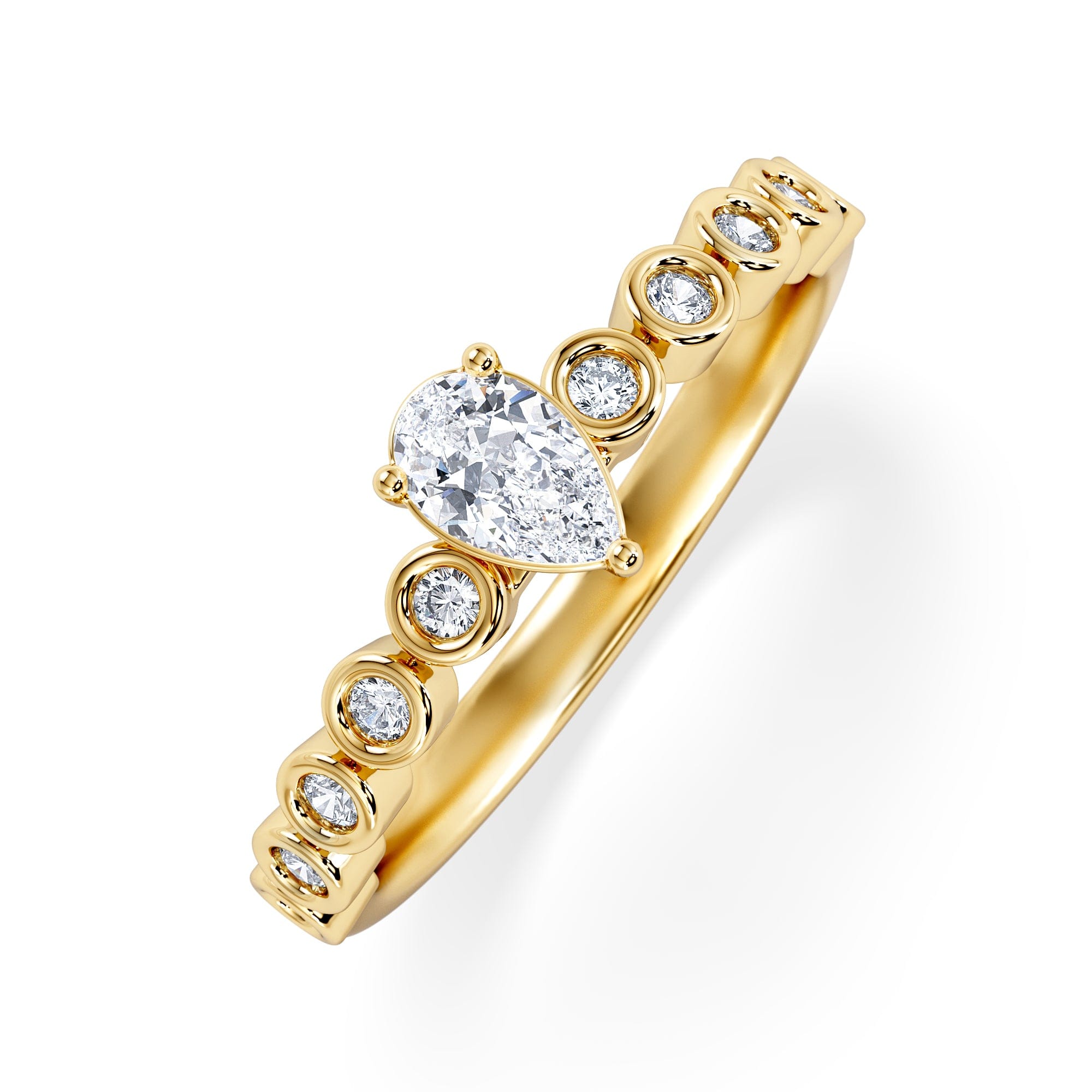 Solitaire Entwine 0.30ct Pear Cut Lab Diamond Solitaire Engagement Ring with Side Stones in 18K Gold Vermeil