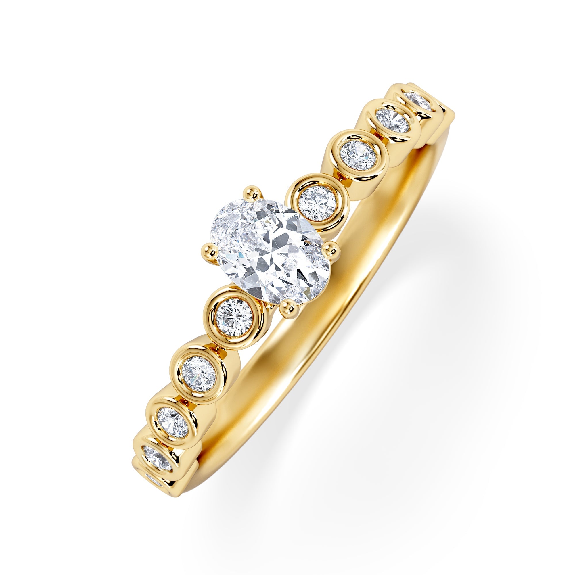 Solitaire Entwine 0.30ct Oval Cut Lab Diamond Solitaire Engagement Ring with Side Stones in 18K Gold Vermeil